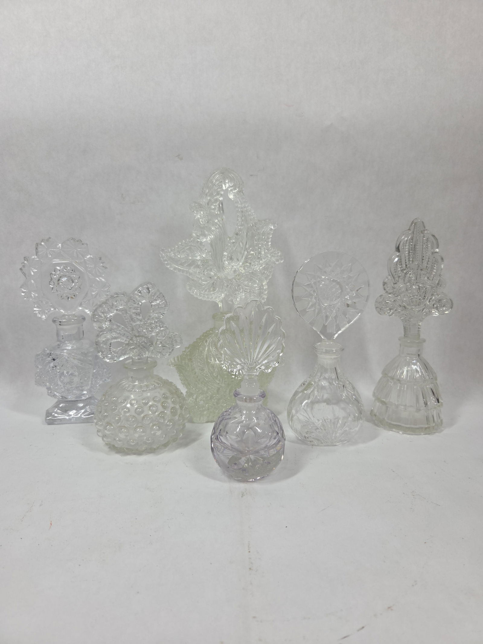 Great Art Deco Lot of Crystal Perfume Bottles Complete with Stoppers (1 of 7)