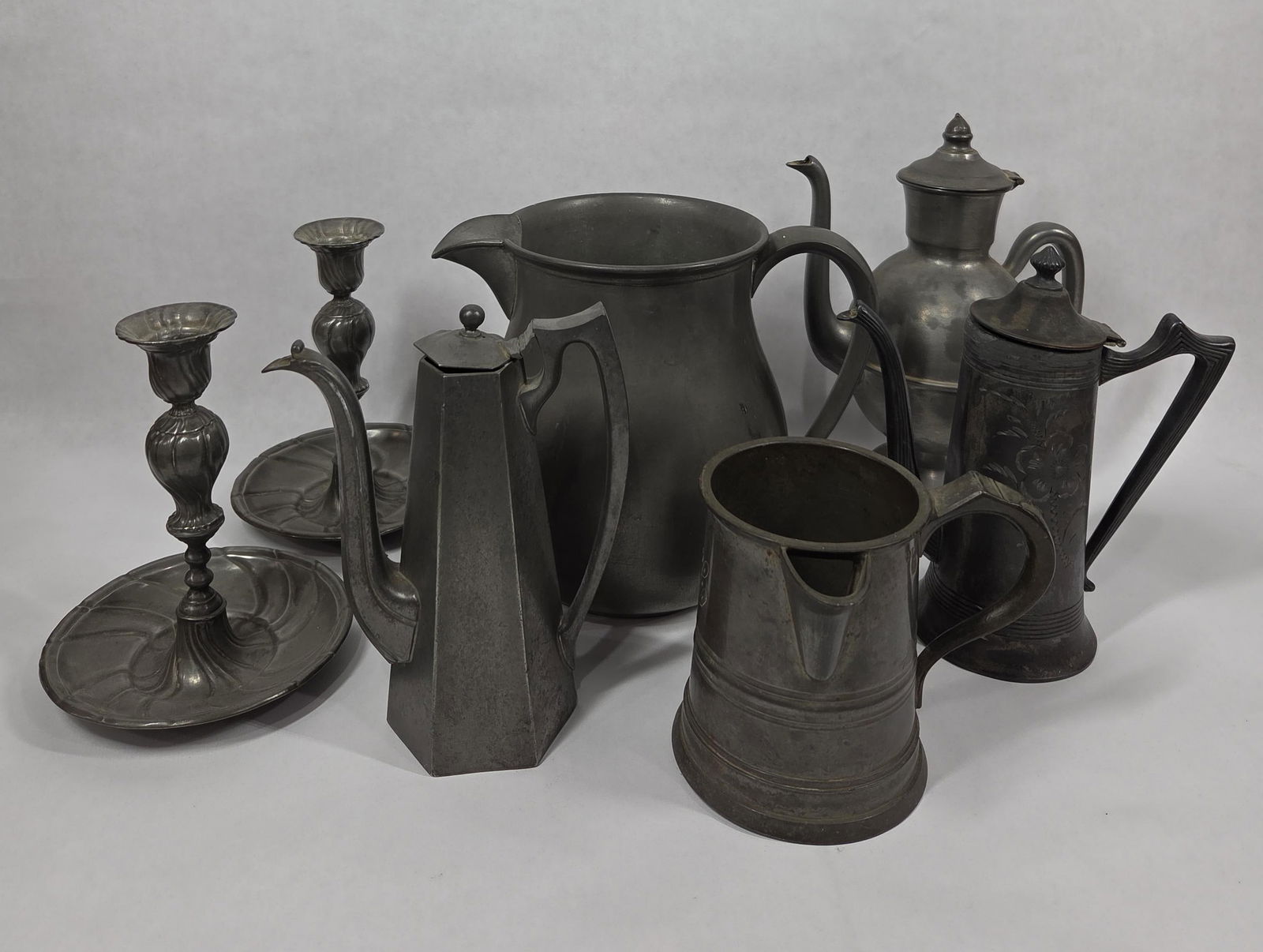 Silver Plated & Pewter Pitchers & Candle Holders (1 of 20)