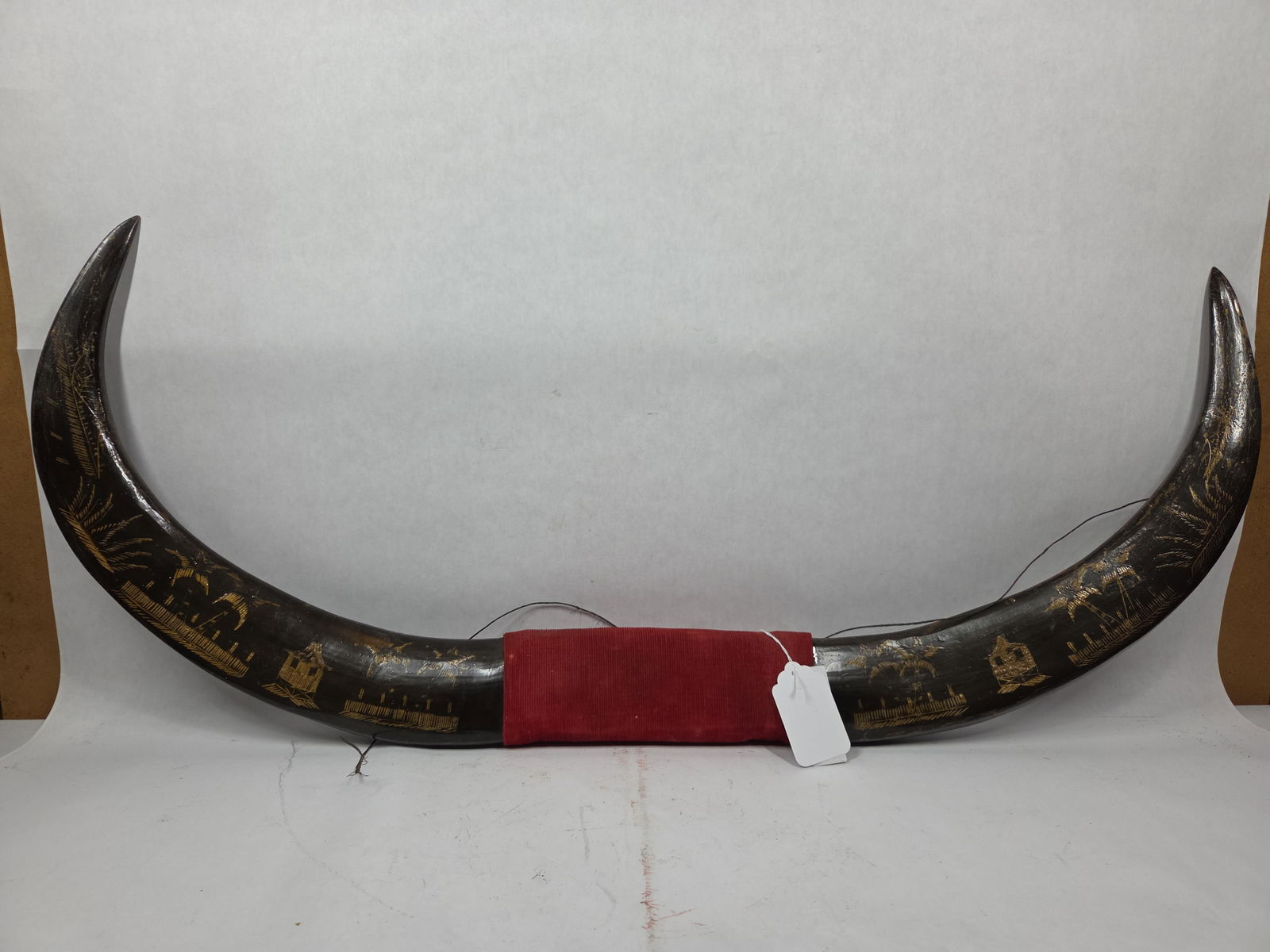 Intricate Asian Hand Carved Water Buffalo Horns (1 of 6)