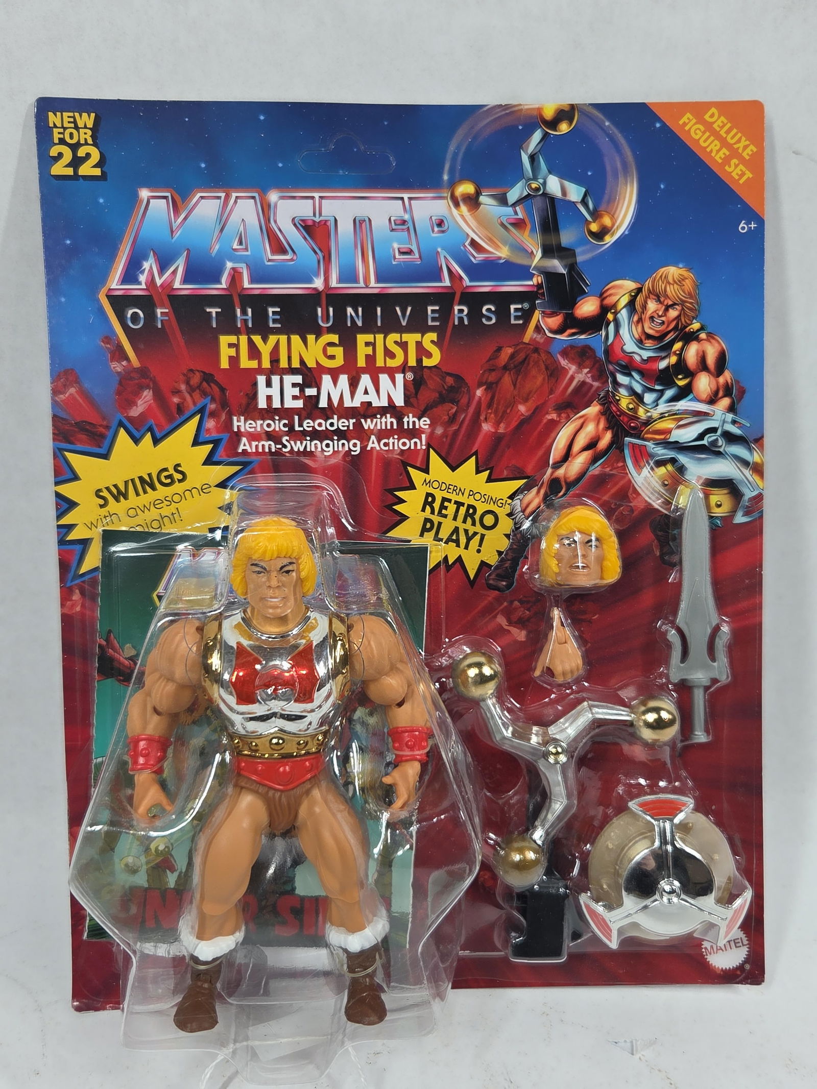 Mattel He Man Masters of the Universe Flying Fists Retro Play Action Figurine NOS: Great vintage rendition of the He Man Figurine w/ accessories NIB