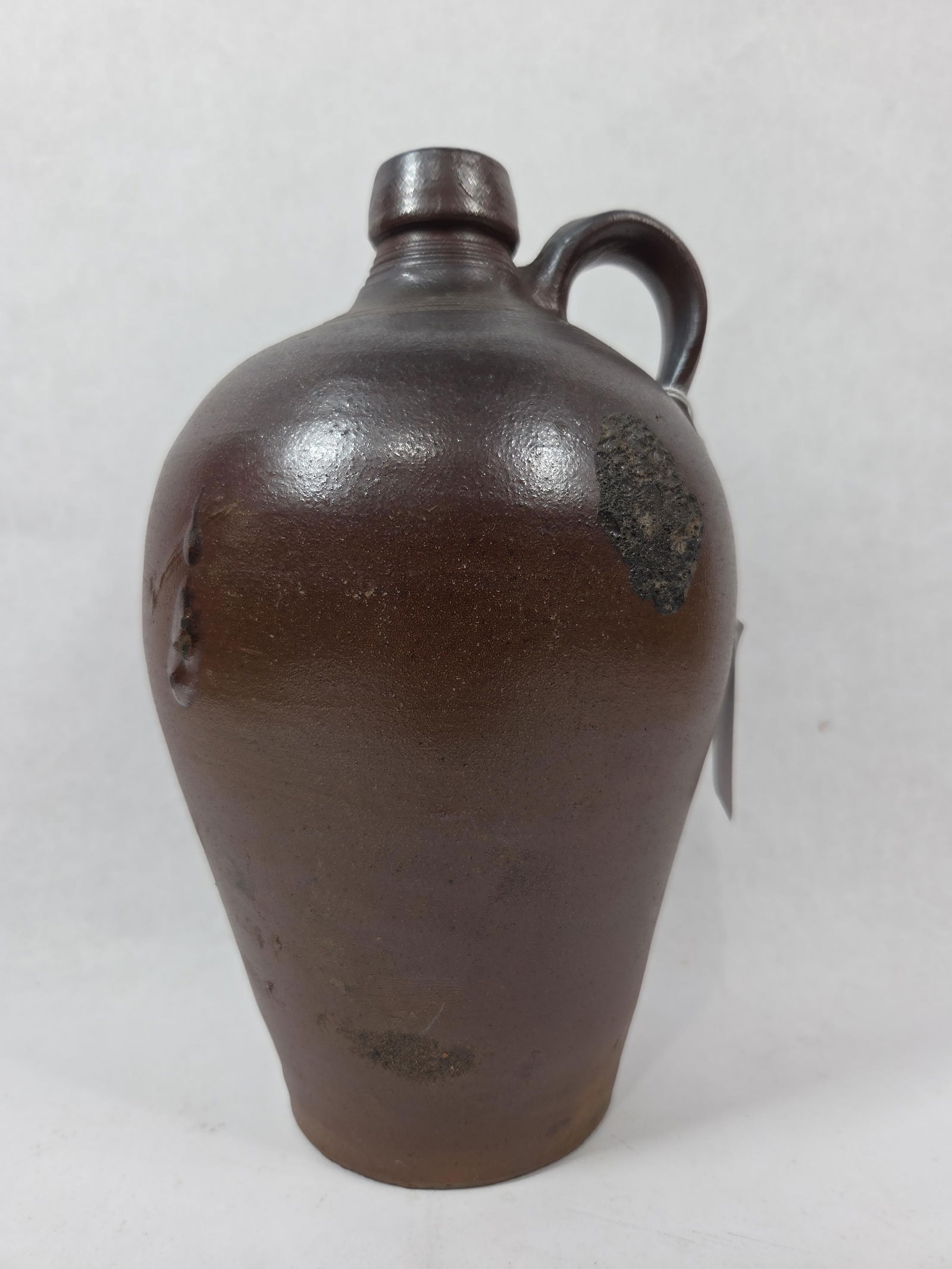 19th C. S. Waine Signed Salt Glazed Ovoid 1 gal. Stoneware Crock Jug w/ Turkey Droppings (1 of 6)