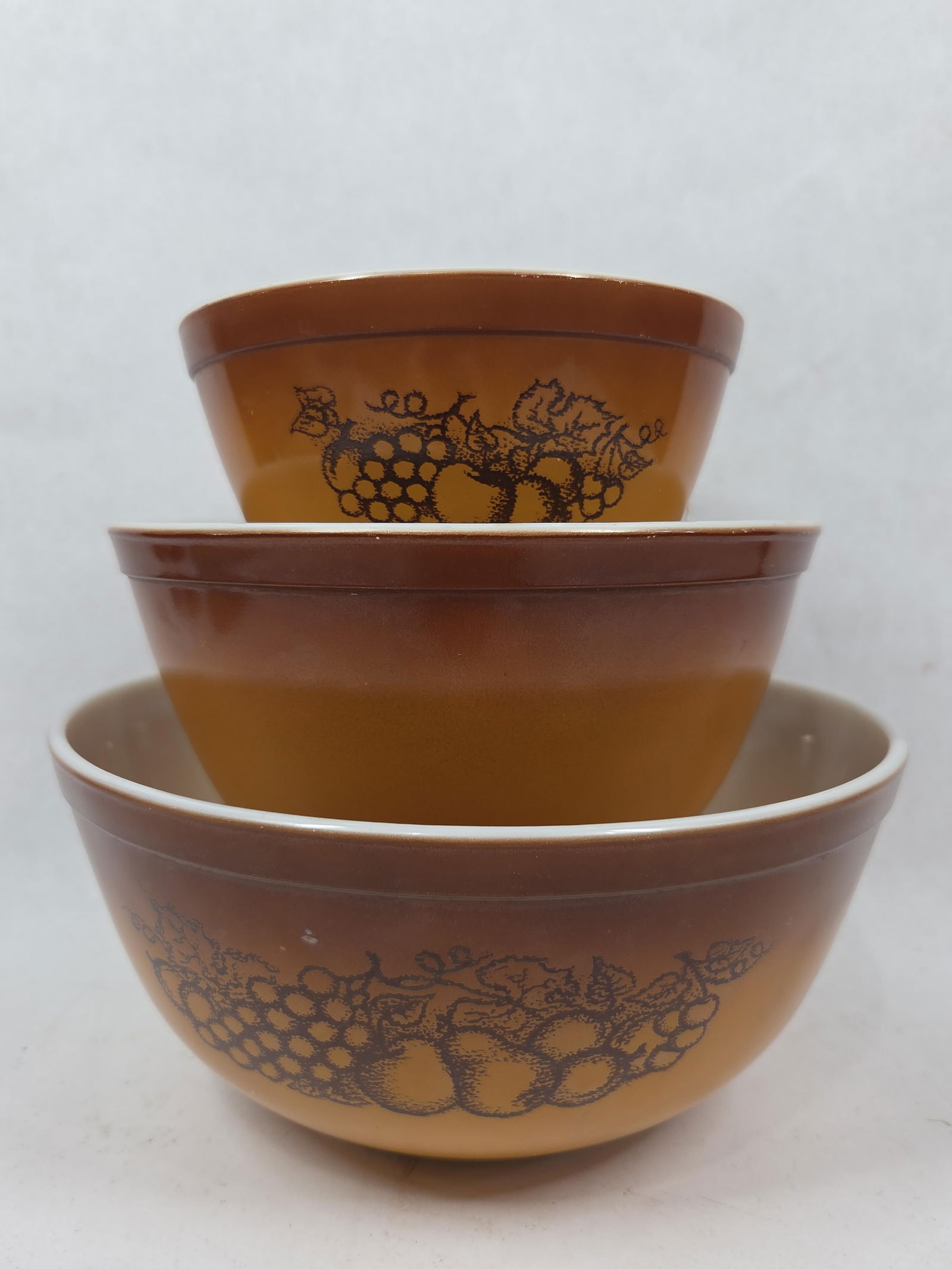 Vintage Pyrex Old Orchard Nesting Mixing Bowl Set of 3: Does not include the largest of the set