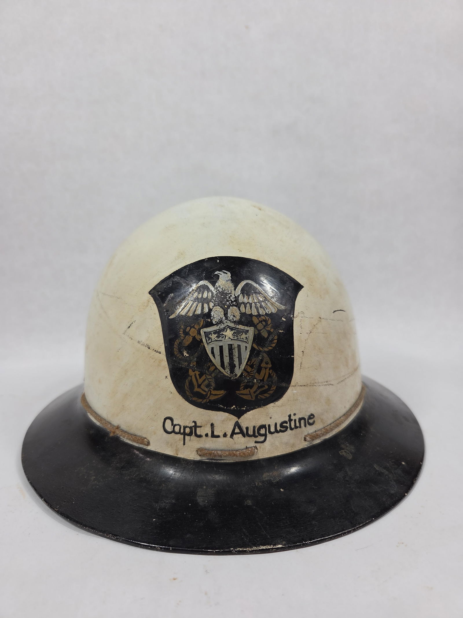 Capt L Augustine WW2 US Navy Hard Hat
