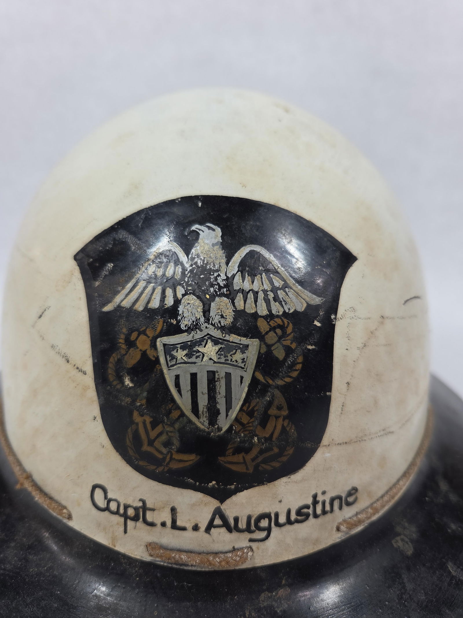 Capt L Augustine WW2 US Navy Hard Hat - 2