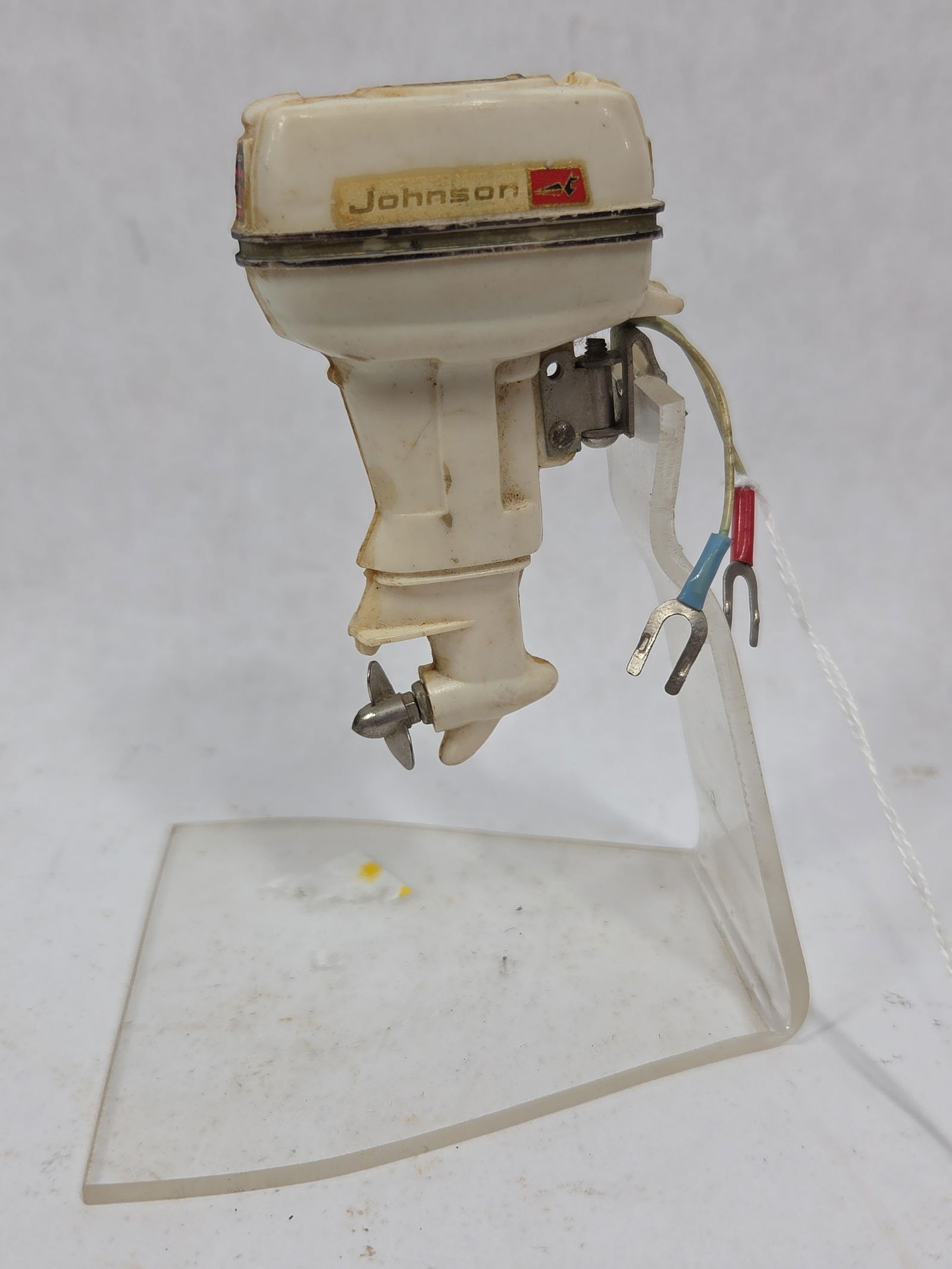 Johnson 40 Mini Boat Motor: Stand included. 3.5 inches tall. Not tested.