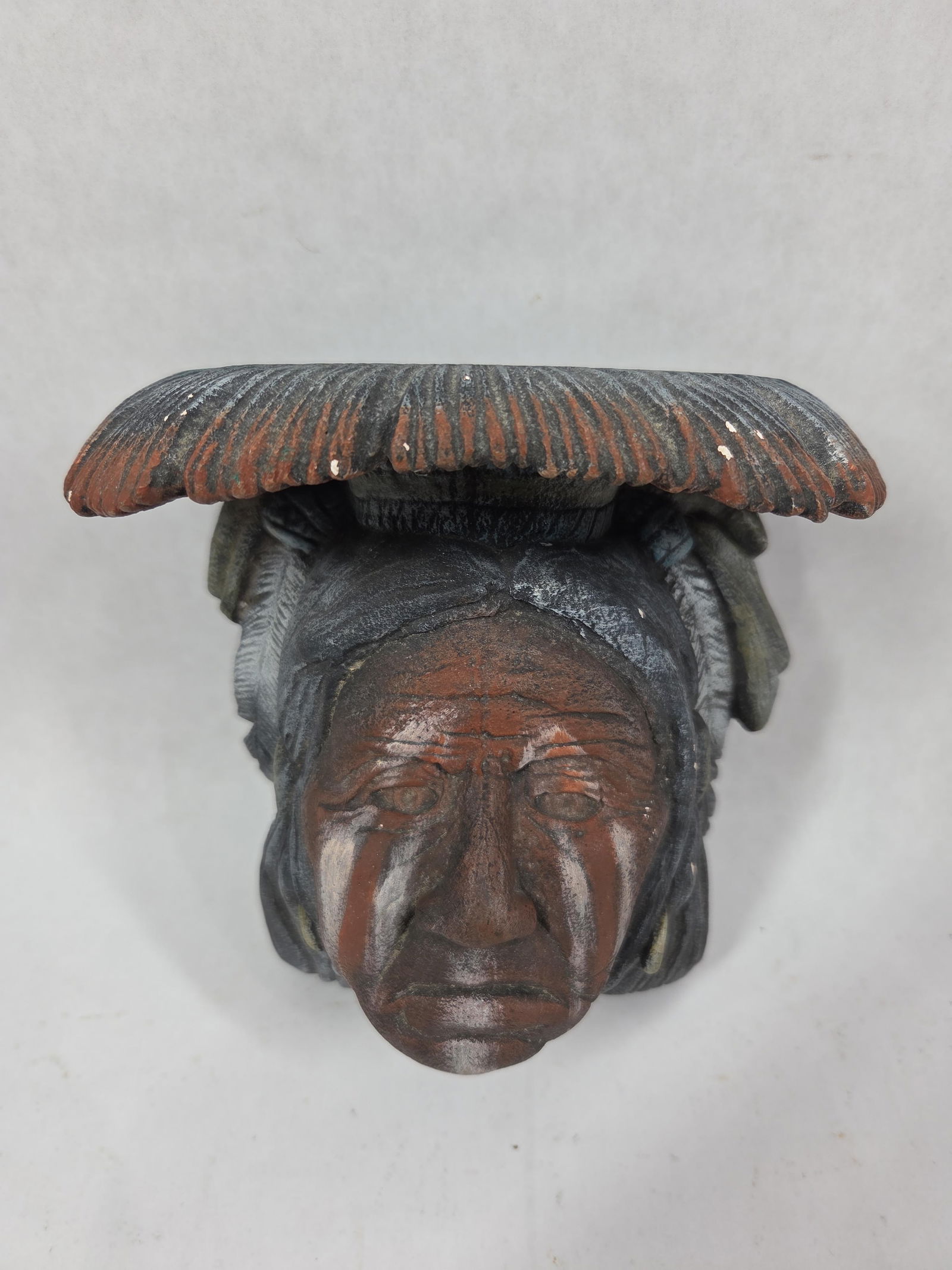 Native American Medicine Man Wall Shelf: Hand painted details. 8x6