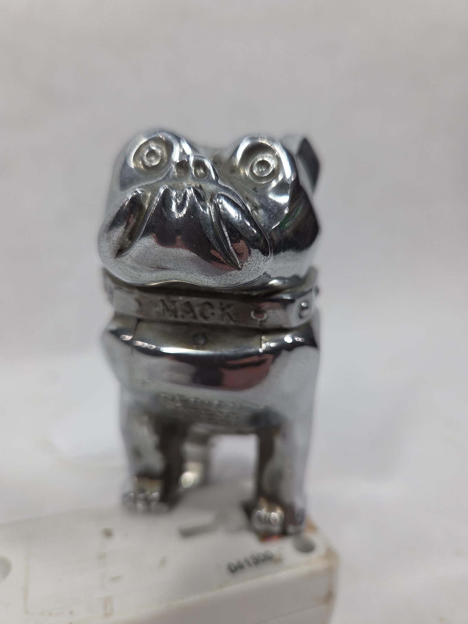 Mack Bull Dog Hood Emblem: Chrome plated, 5 inches tall