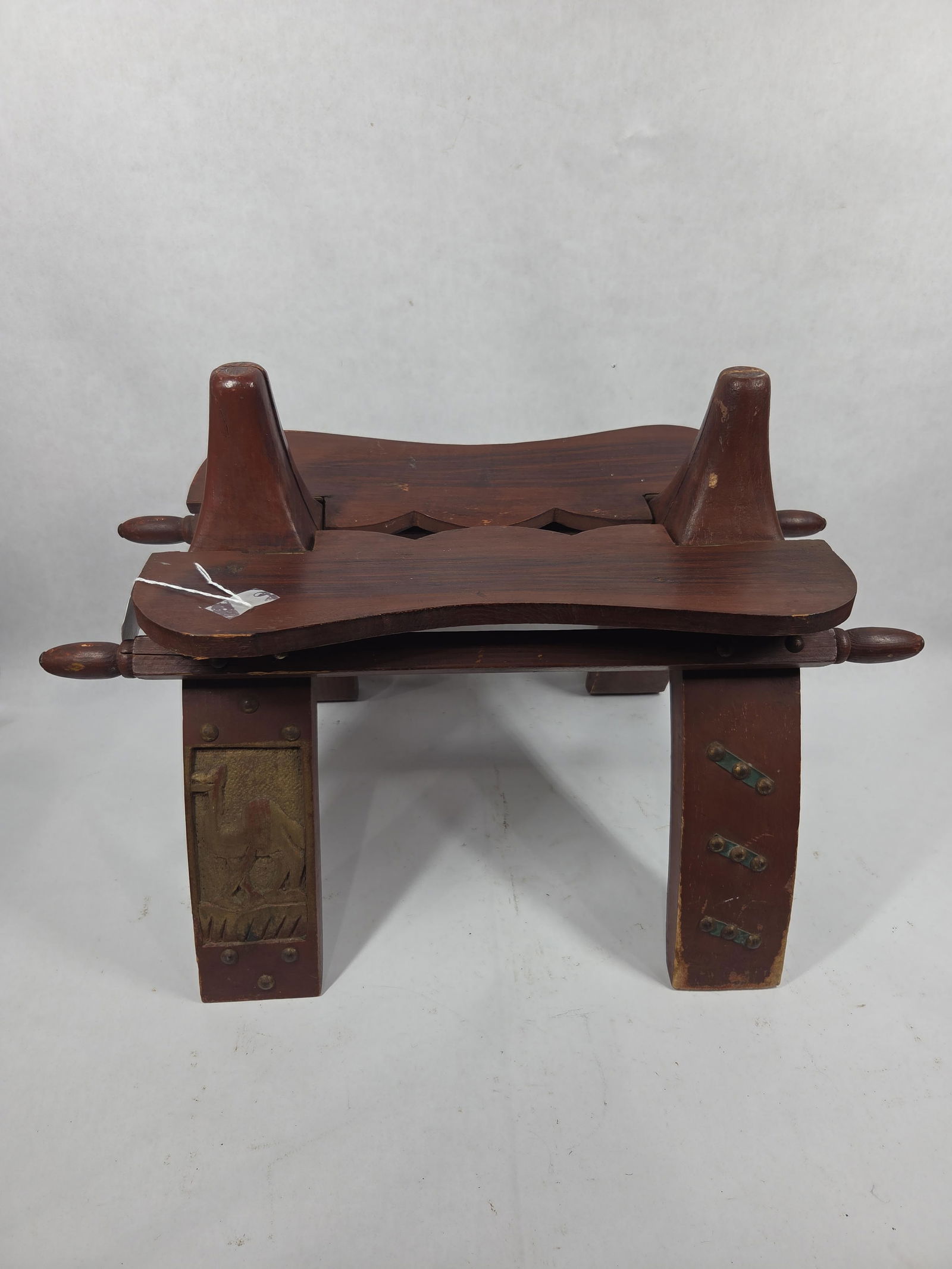 Mid Century Folding Egyptian Camel Saddle Stool Decorative Accent Foot Stool: Great MCM craftsmanship in overall good condition? 14 x 21