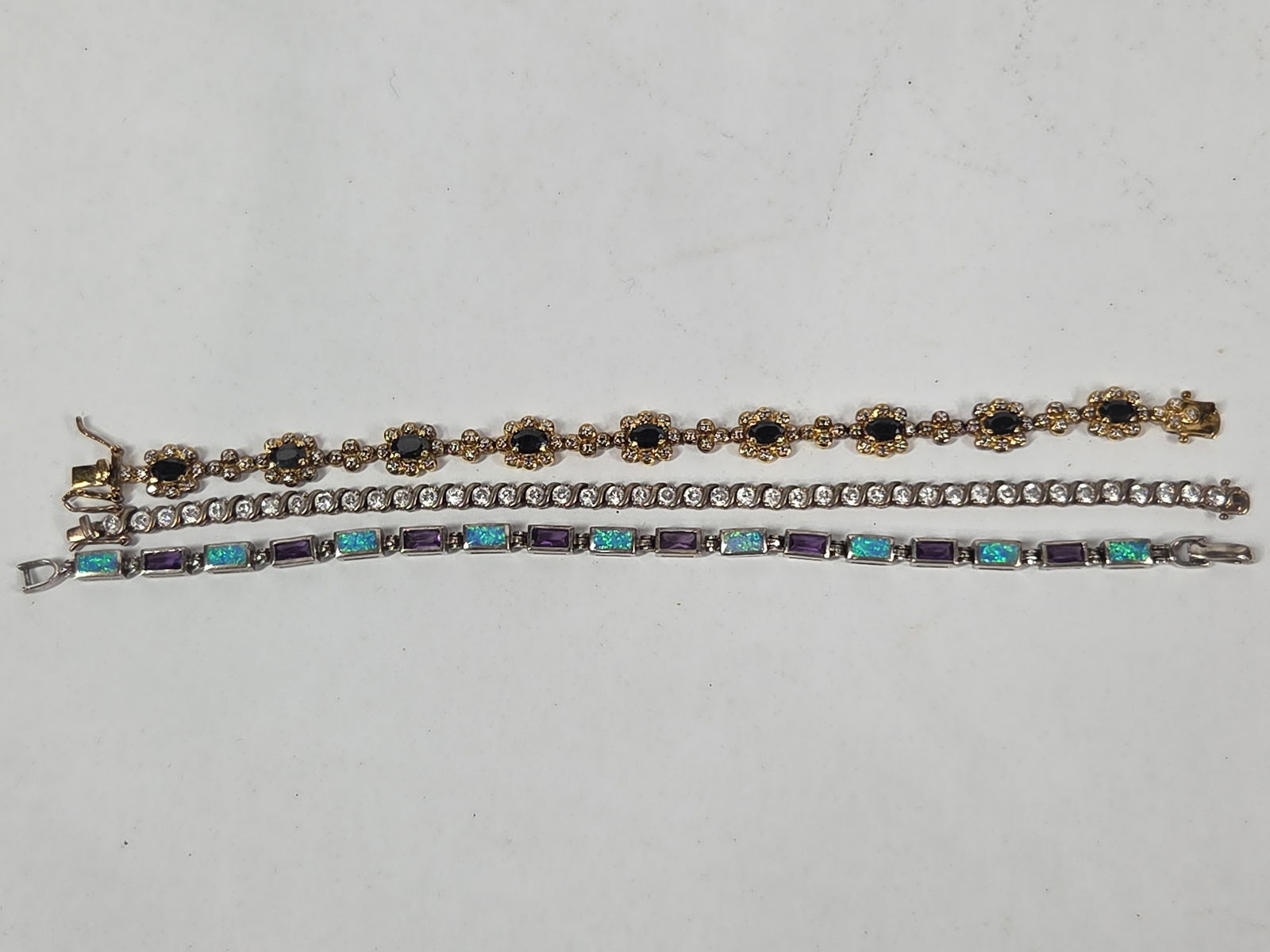 Sterling Gemstone Tennis Bracelets Lot of 3 (1 of 3)