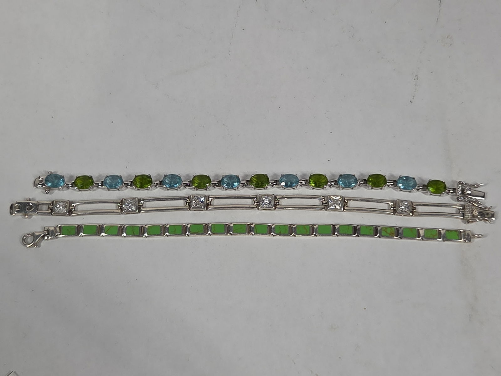 Sterling Gemstone Tennis Bracelets Lot of 3 (1 of 3)