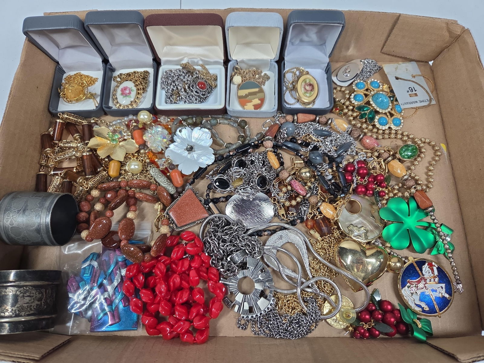 Pins, Brooches, Stones, Rhinestones, Beaded Jewelry and Misc. Lot (1 of 10)