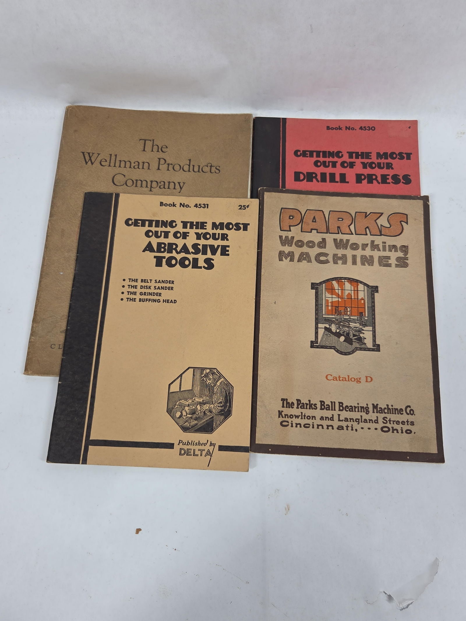 4- 1930s Woodworking Catalogs: Delta, Parks, and Wellman. All in good condition.