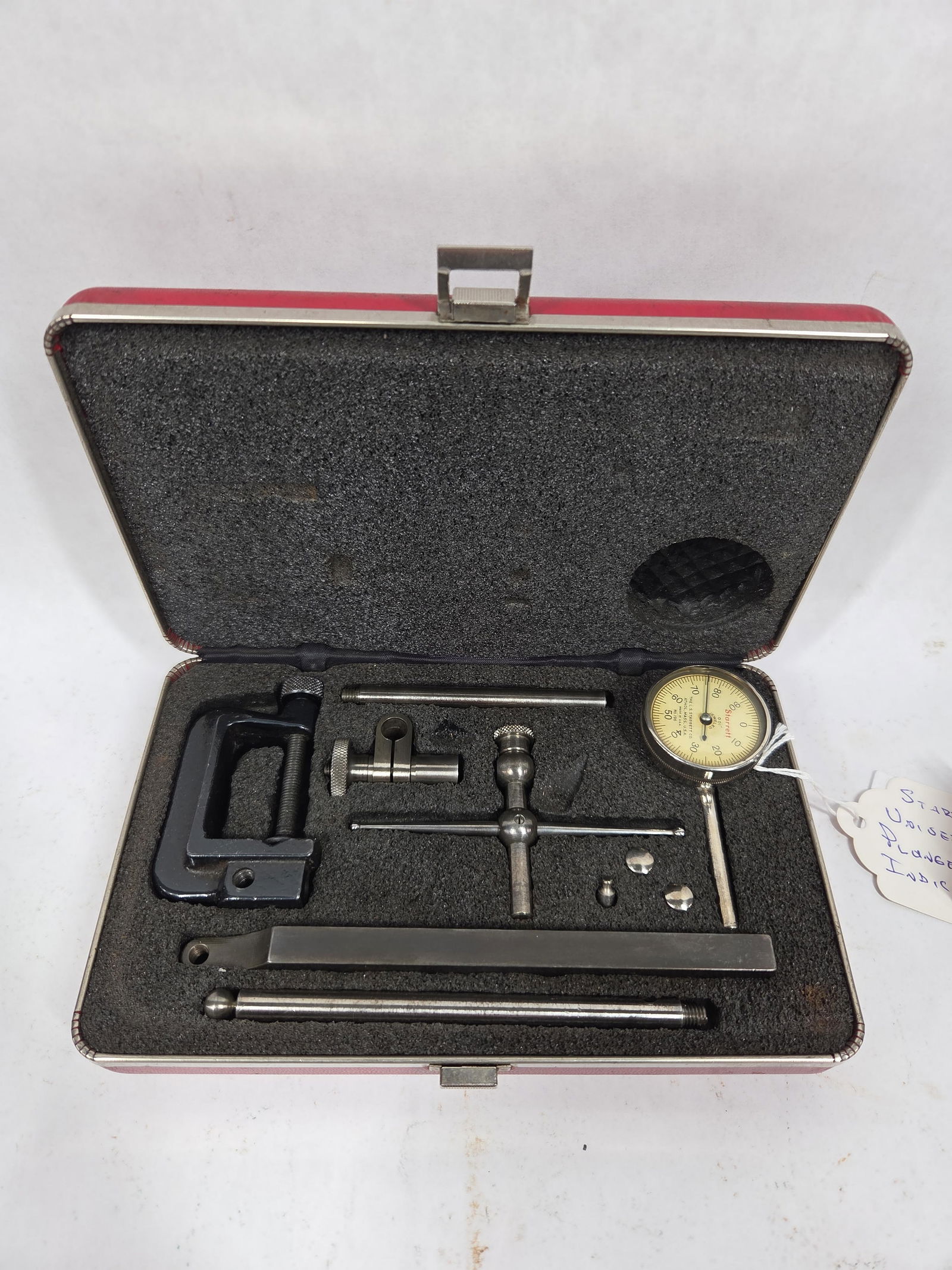 Starrett #196 Universal Back Plunger Dial Indicator Set: Complete with case.