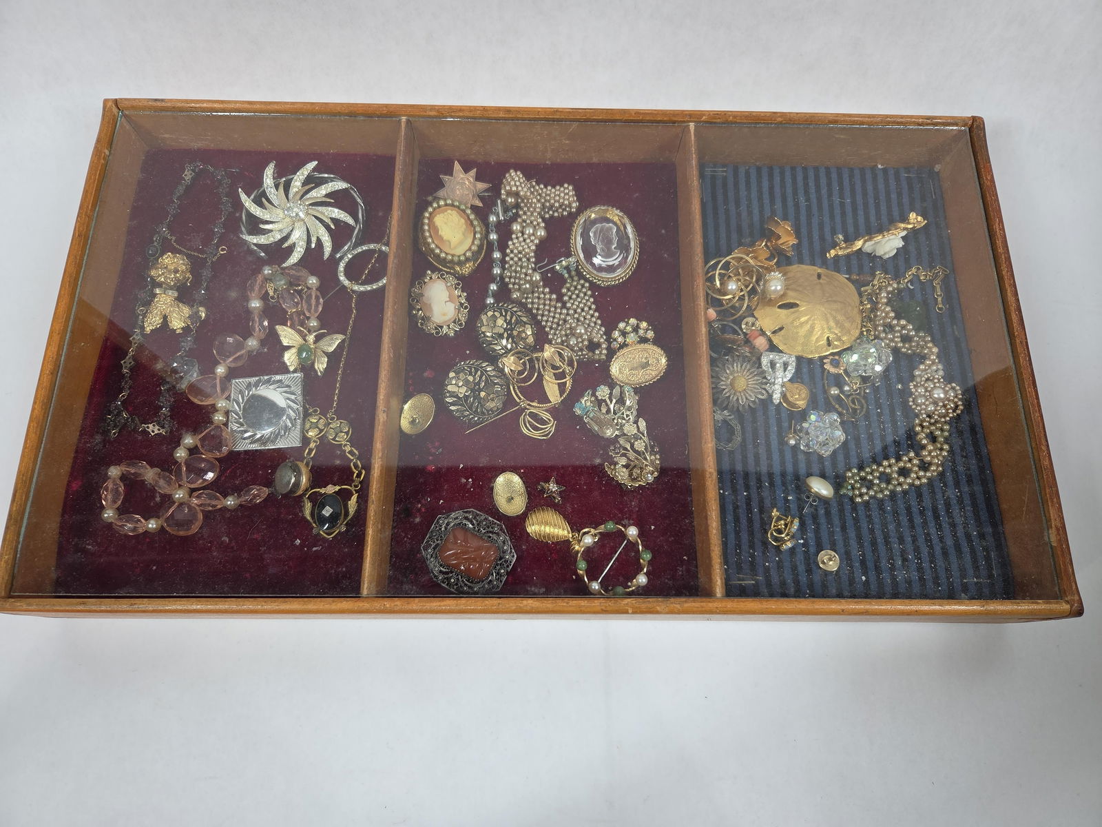 Pins, Earrings, Cameos, Pendants, and Jewelry: Many older pieces included. Some may be gold, sterling, or gold filled.