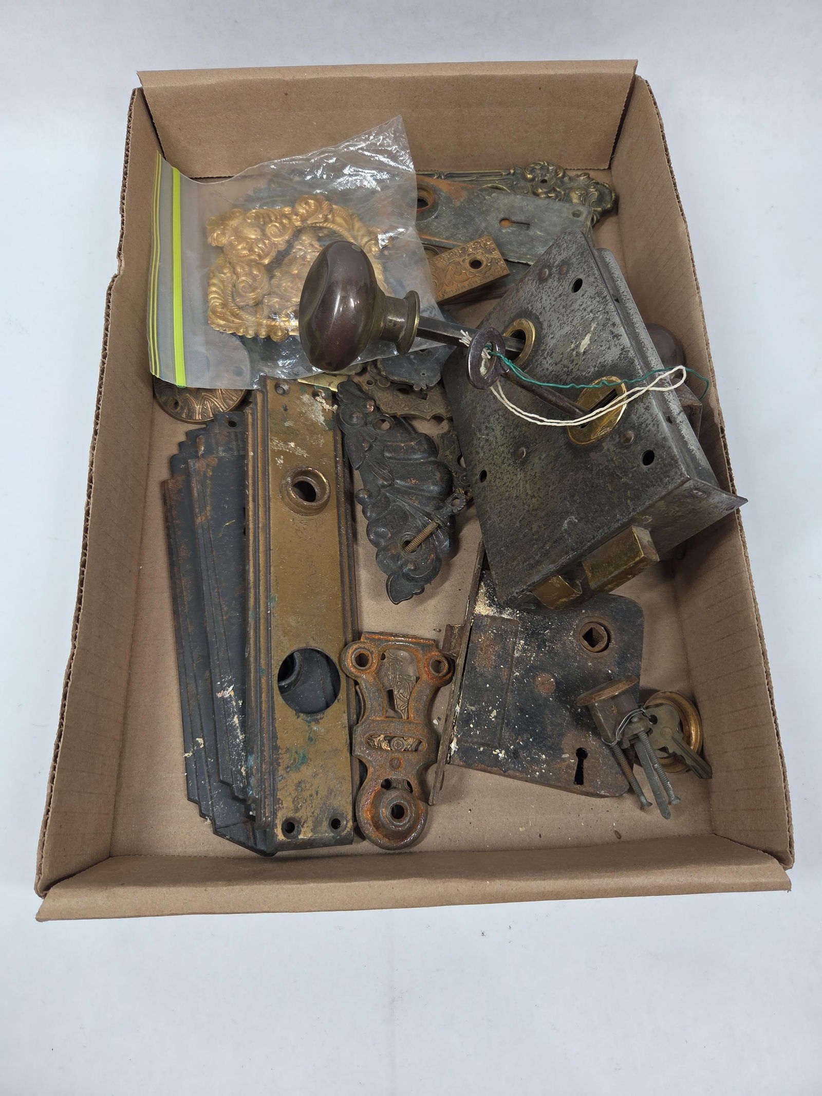 Great Brass Ornate Antique Door Plates, Works, Hardware and Trim (1 of 3)