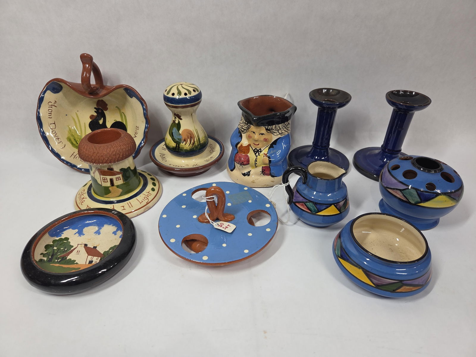 Longpark Torquay Motto Ware English Pottery Inc. Match Striker, Jam Dish, Flower Frog and More (1 of 20)
