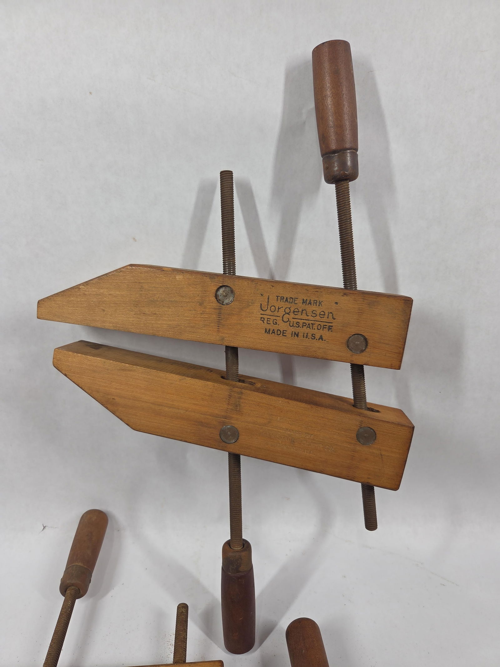 Jorgensen Antique Wood Clamp Lot of 4: Great like new overall like new condition