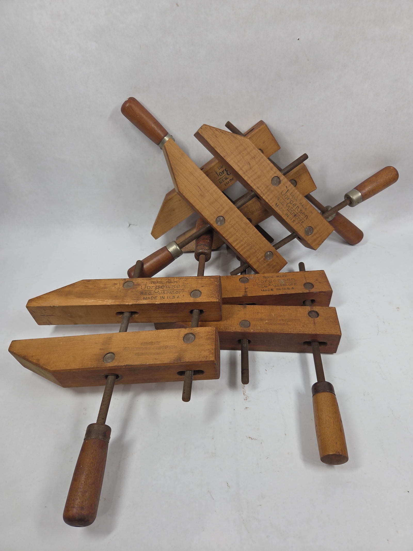 Jorgensen Antique Wood Clamp Lot of 4: Great like new overall condition as seen in photos