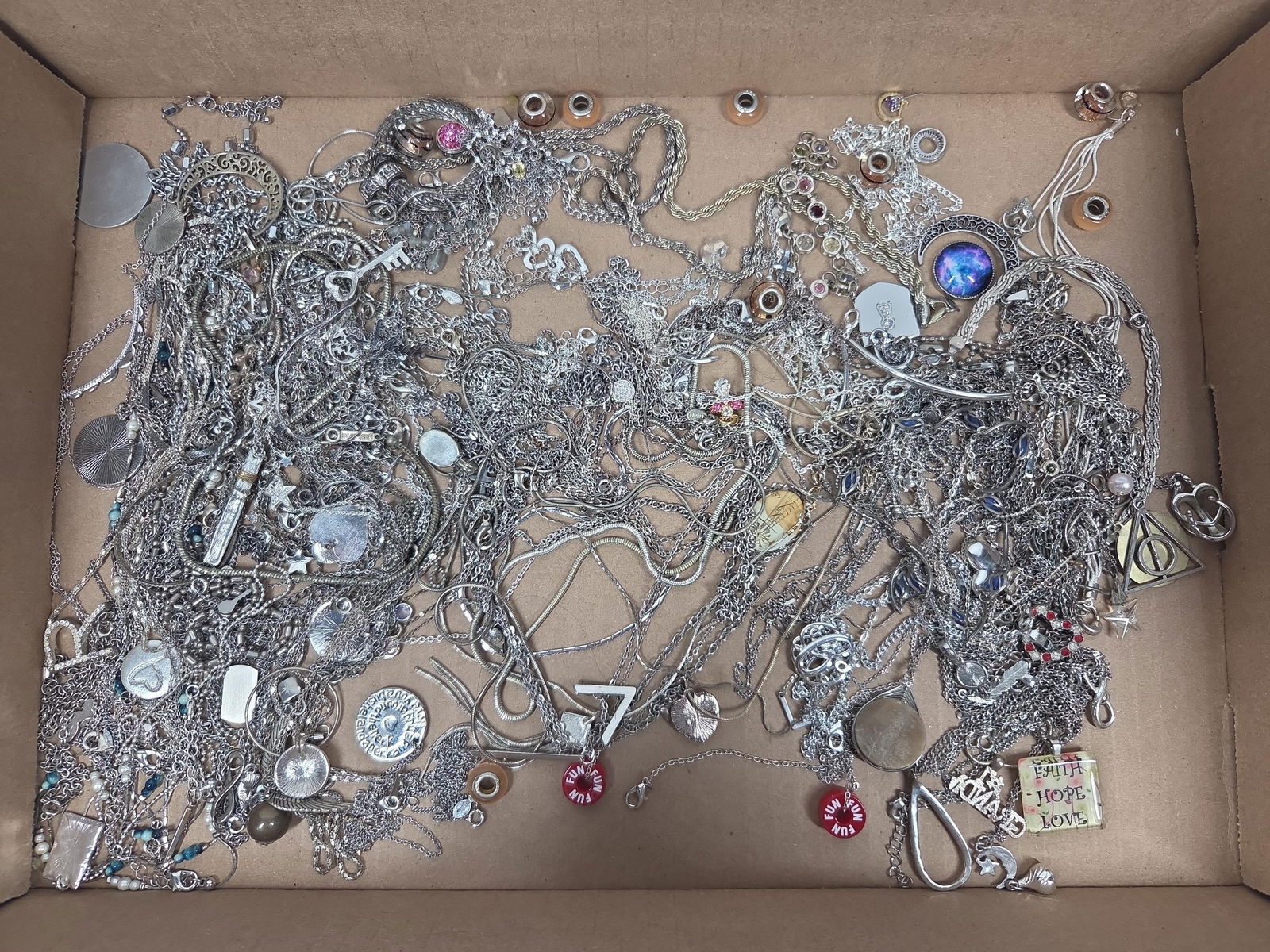 Chains, Necklaces, and Pendants: Several Pandora style charm beads are marked 925.