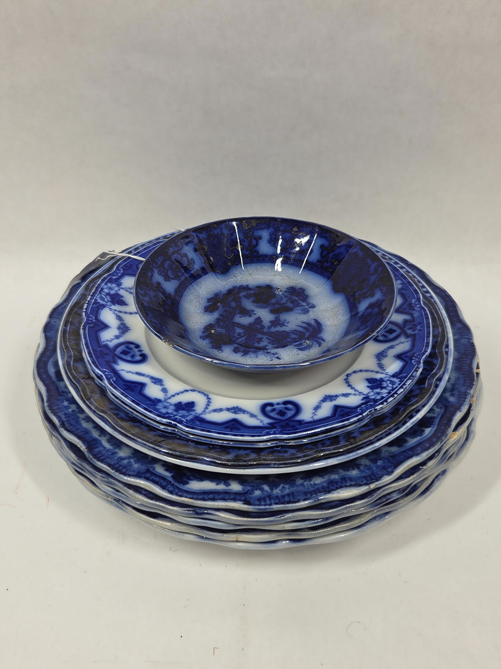 English Fairy Villas Flow Blue, Staffordshire, Stanley Pottery, Shapoo, Bisley Flatware Lot of Assor (1 of 17)