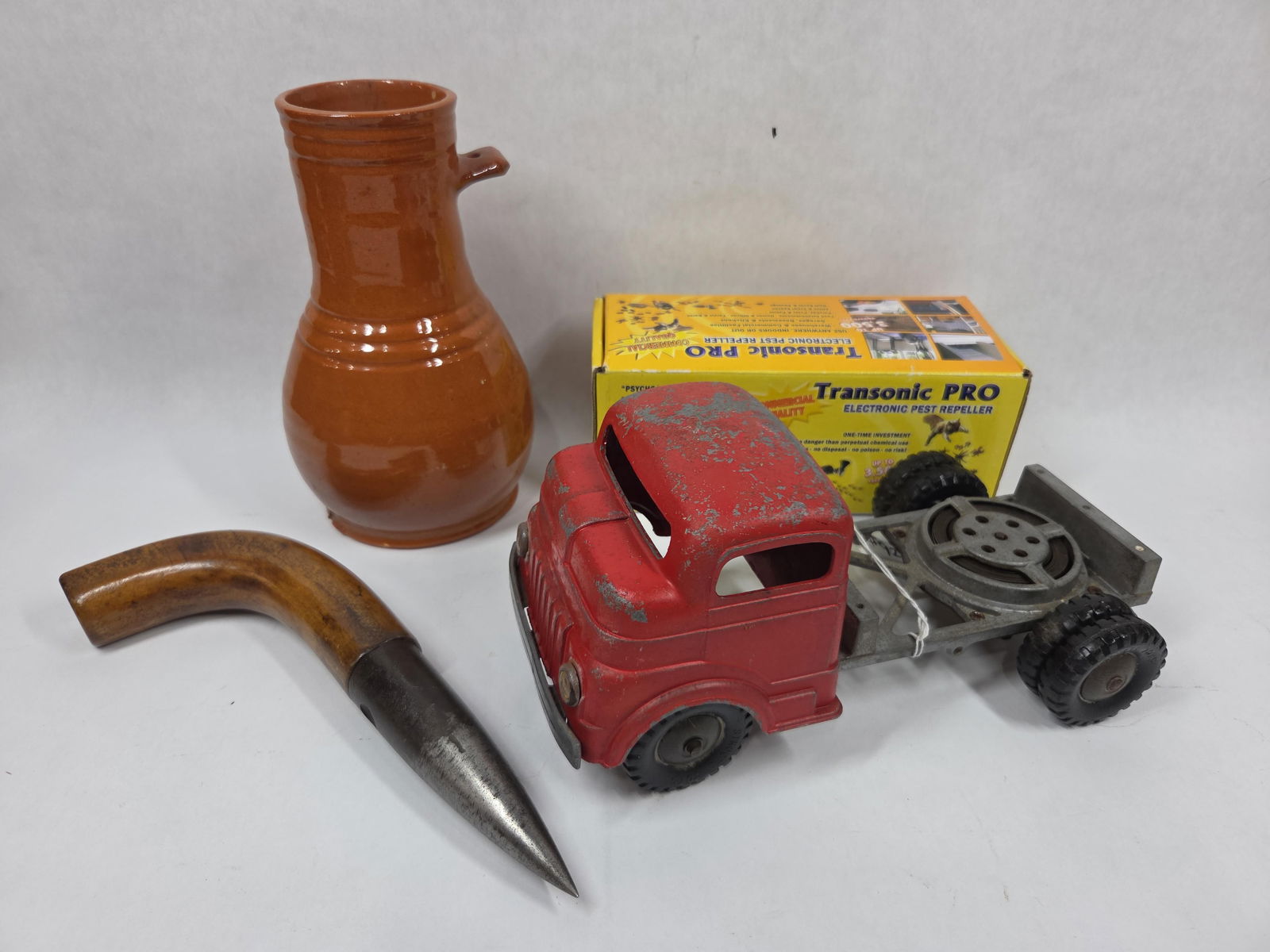 Redware Pottery, Transonic Pro, Pressed Steel Toy Truck and Primitive Garden Dibber (1 of 13)