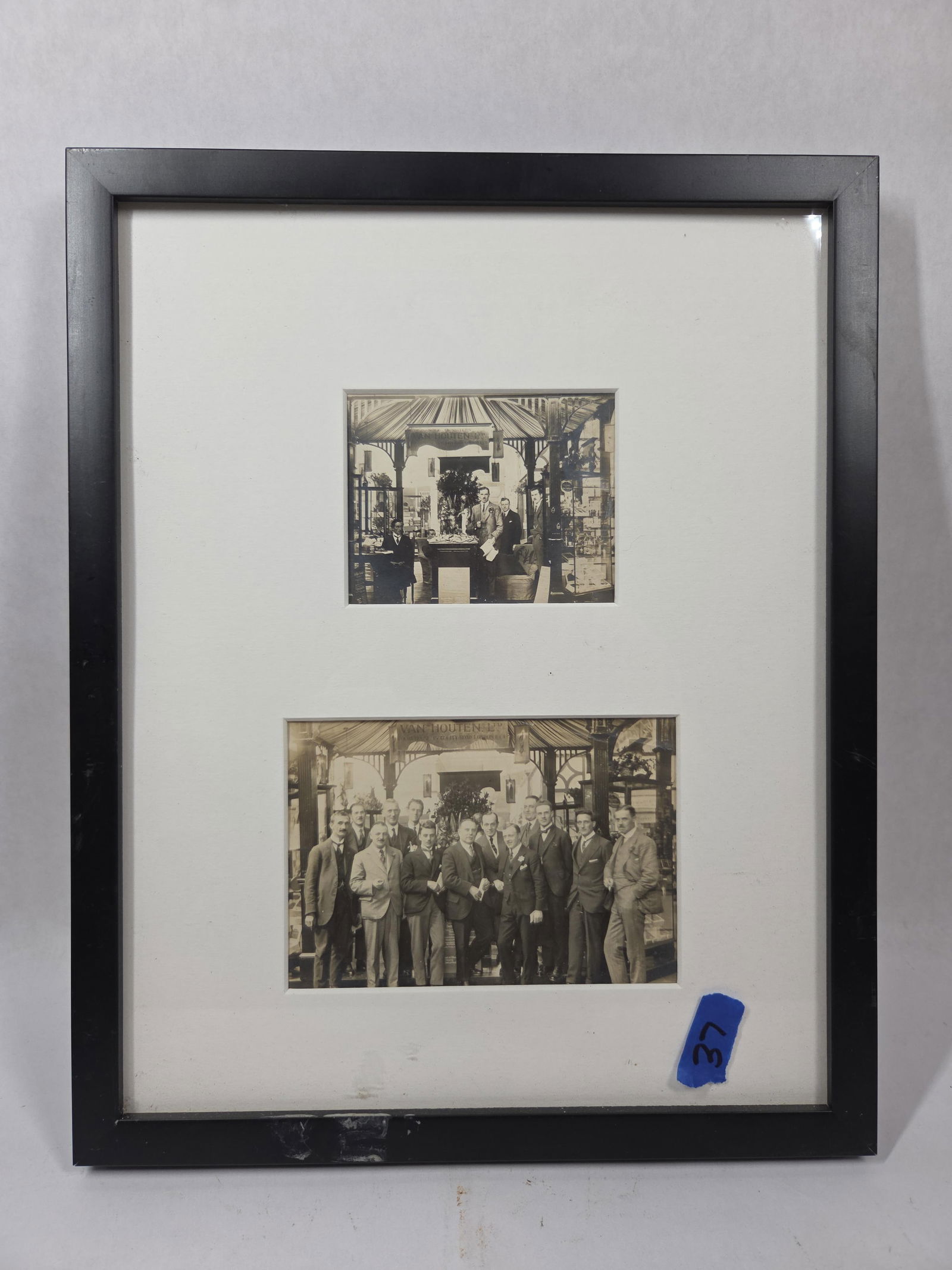 Van Houten Ltd. Sole Importers London B & W Framed Photos: Great early framed photo lot of 2 in frame measuring 12 x 15