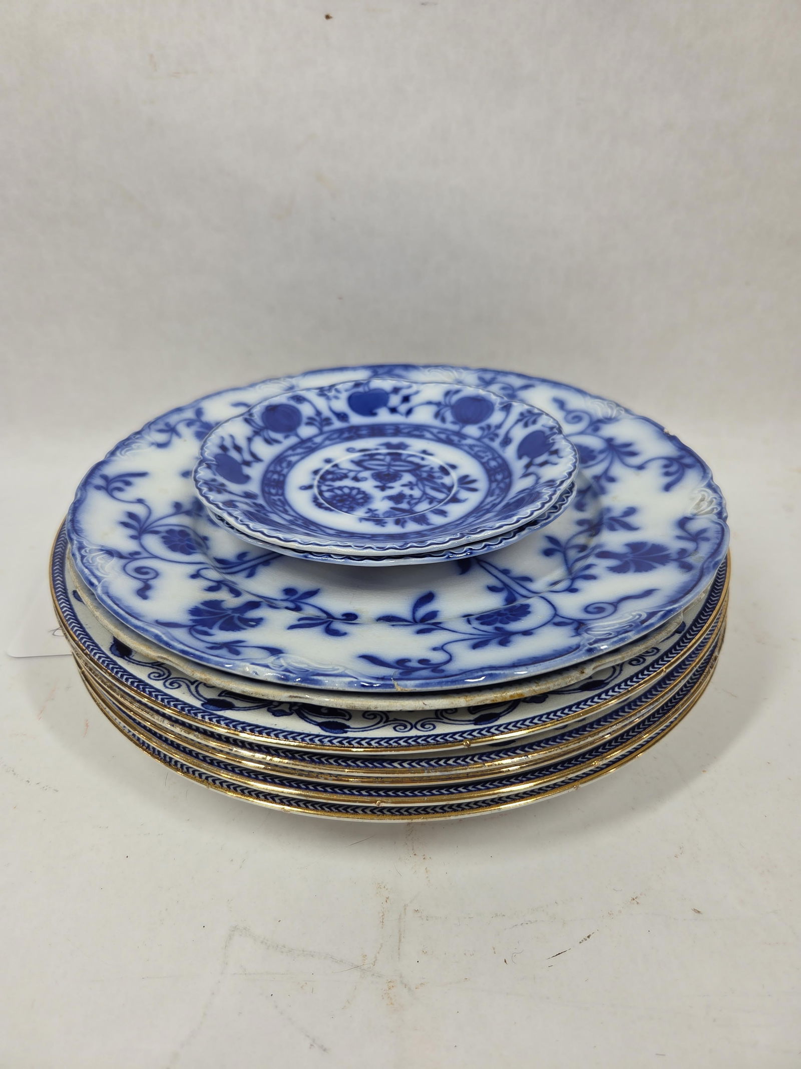 Flow Blue Colonial English Porcelain Serving Plates Lot of 9 Assorted Sizes and Patterns (1 of 13)