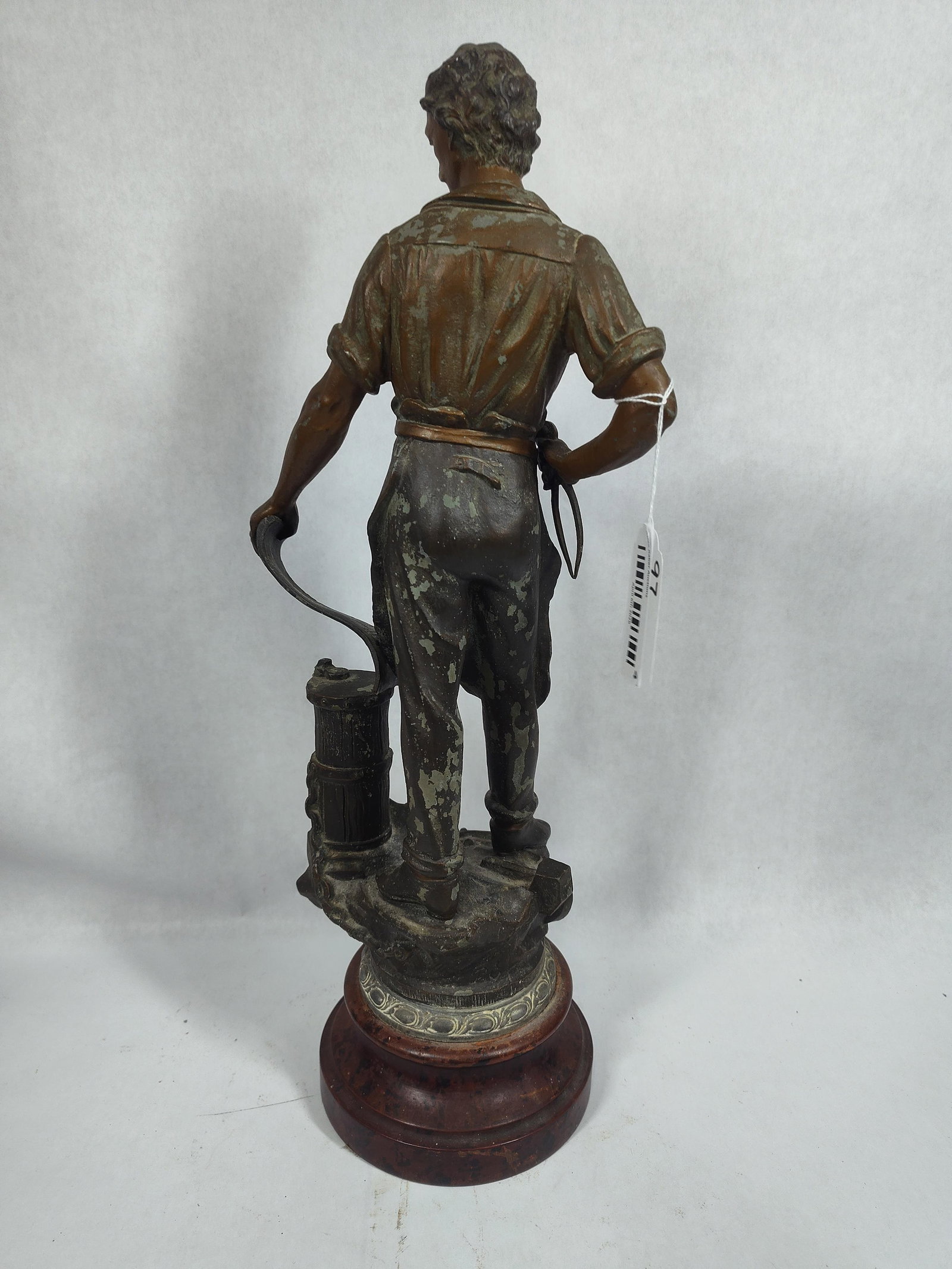 Signed Blacksmith Statue on Pedestal - 4