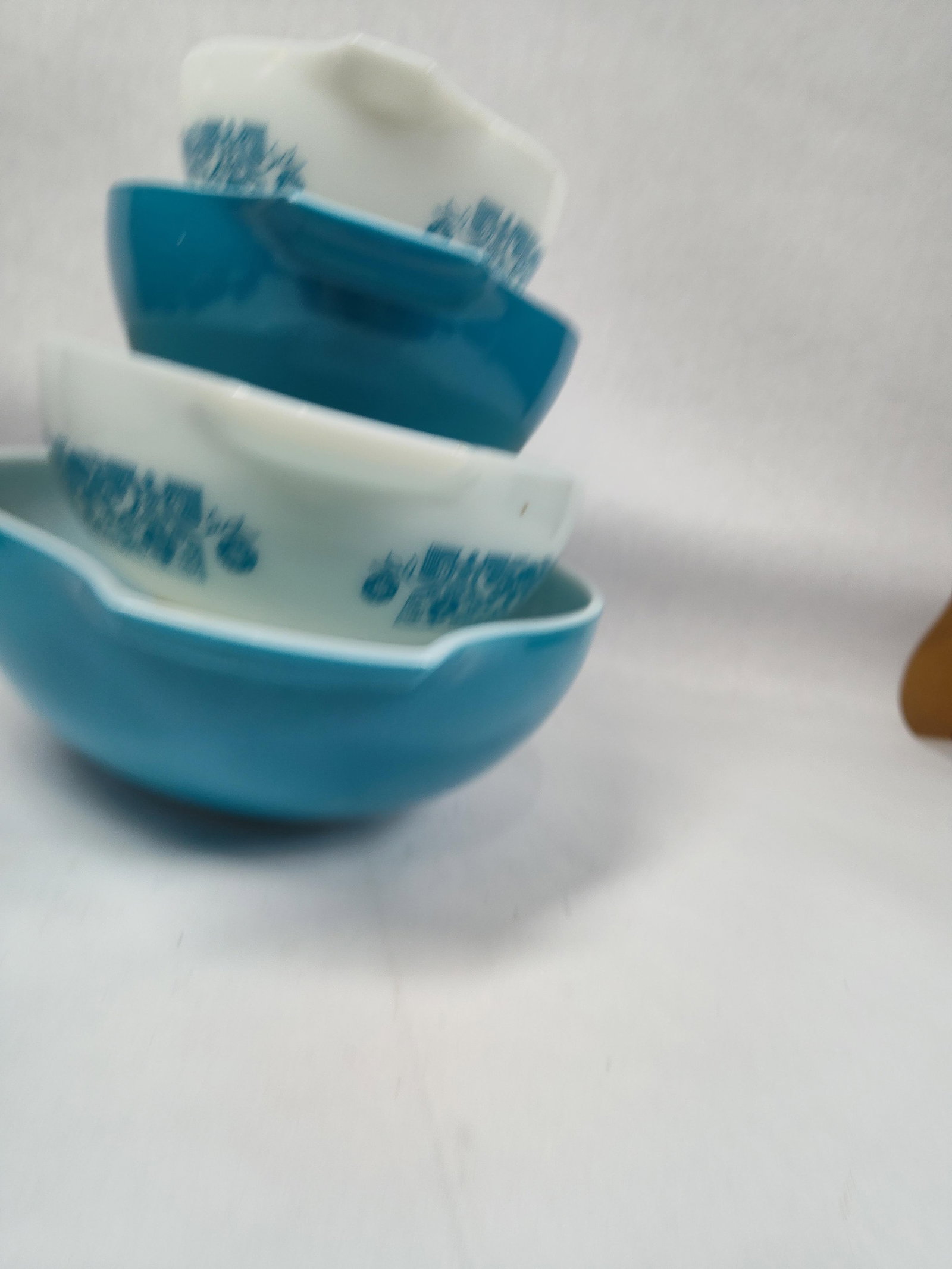VTG Horizen Blue Cinderella Pyrex Mixing Bowl Nesting Set Complete - 3