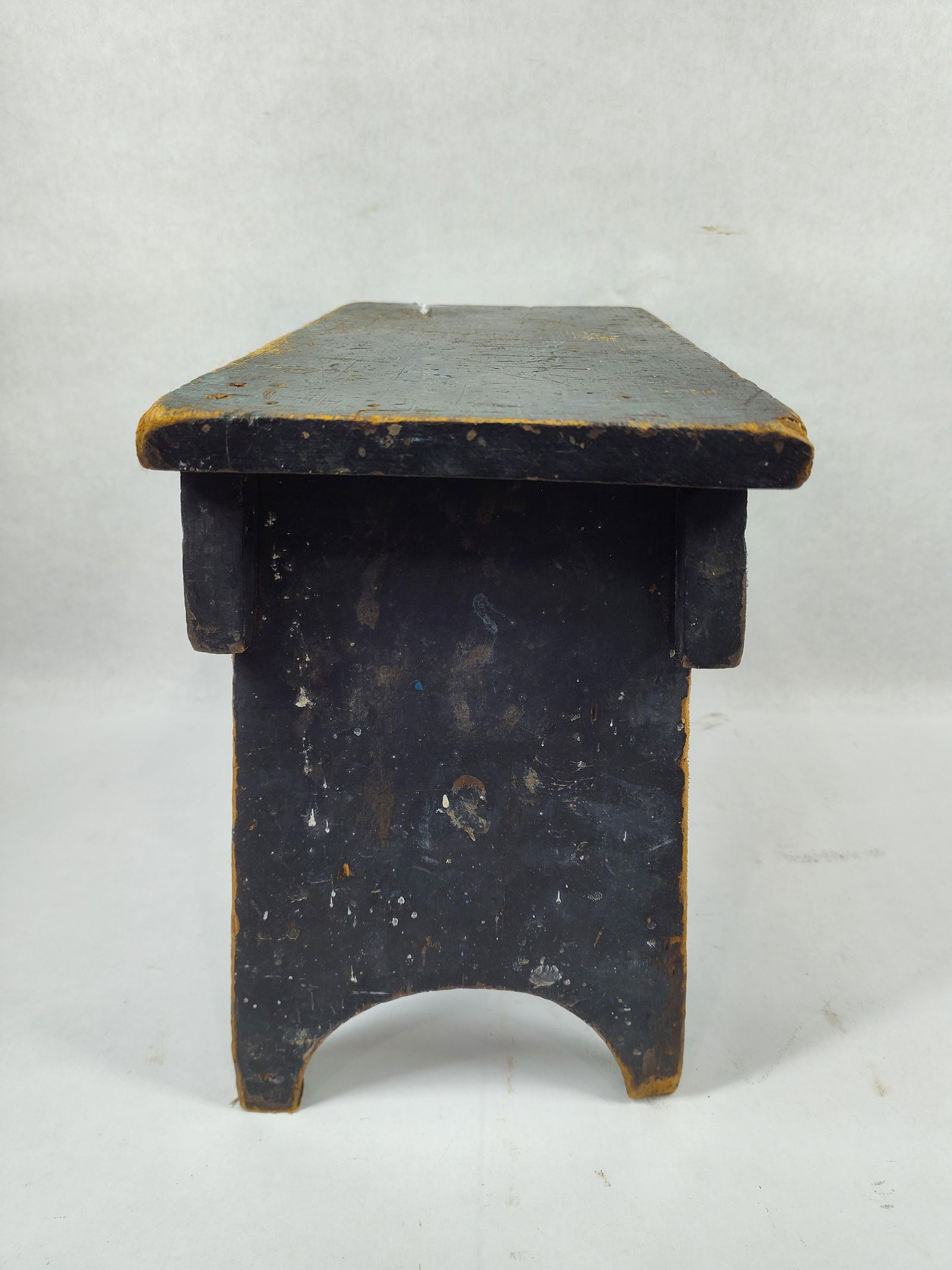Primitive Black Painted Wood Stool - 4