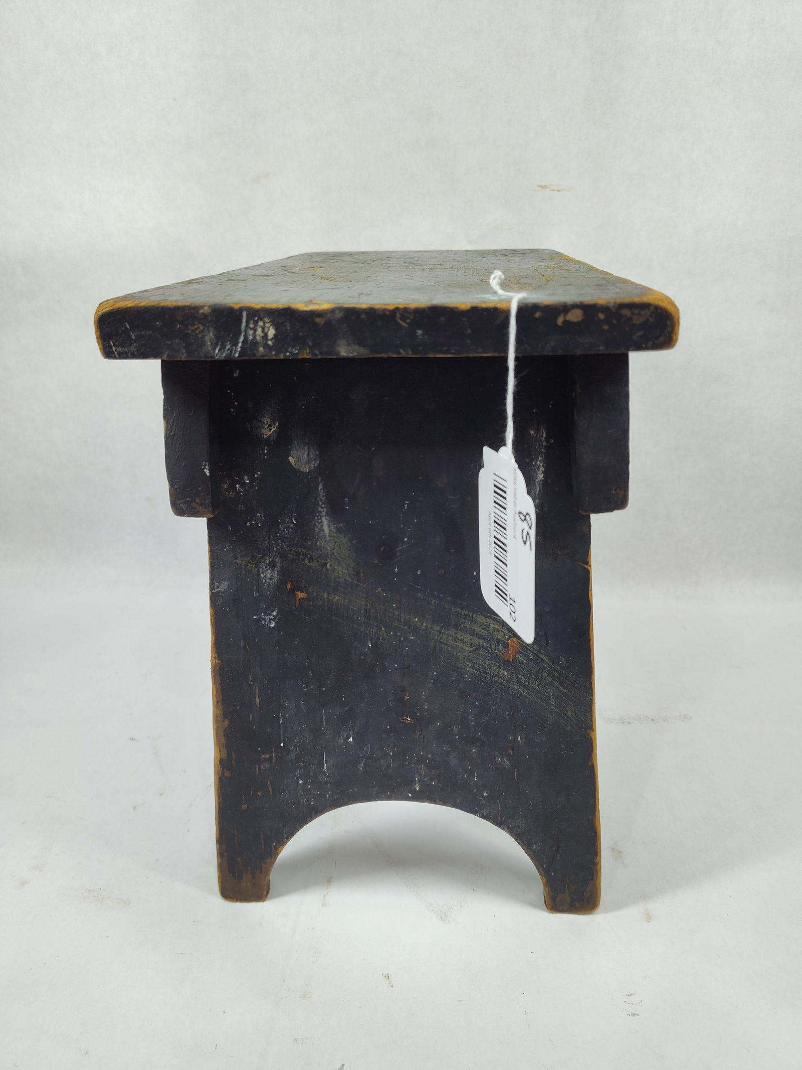 Primitive Black Painted Wood Stool - 6