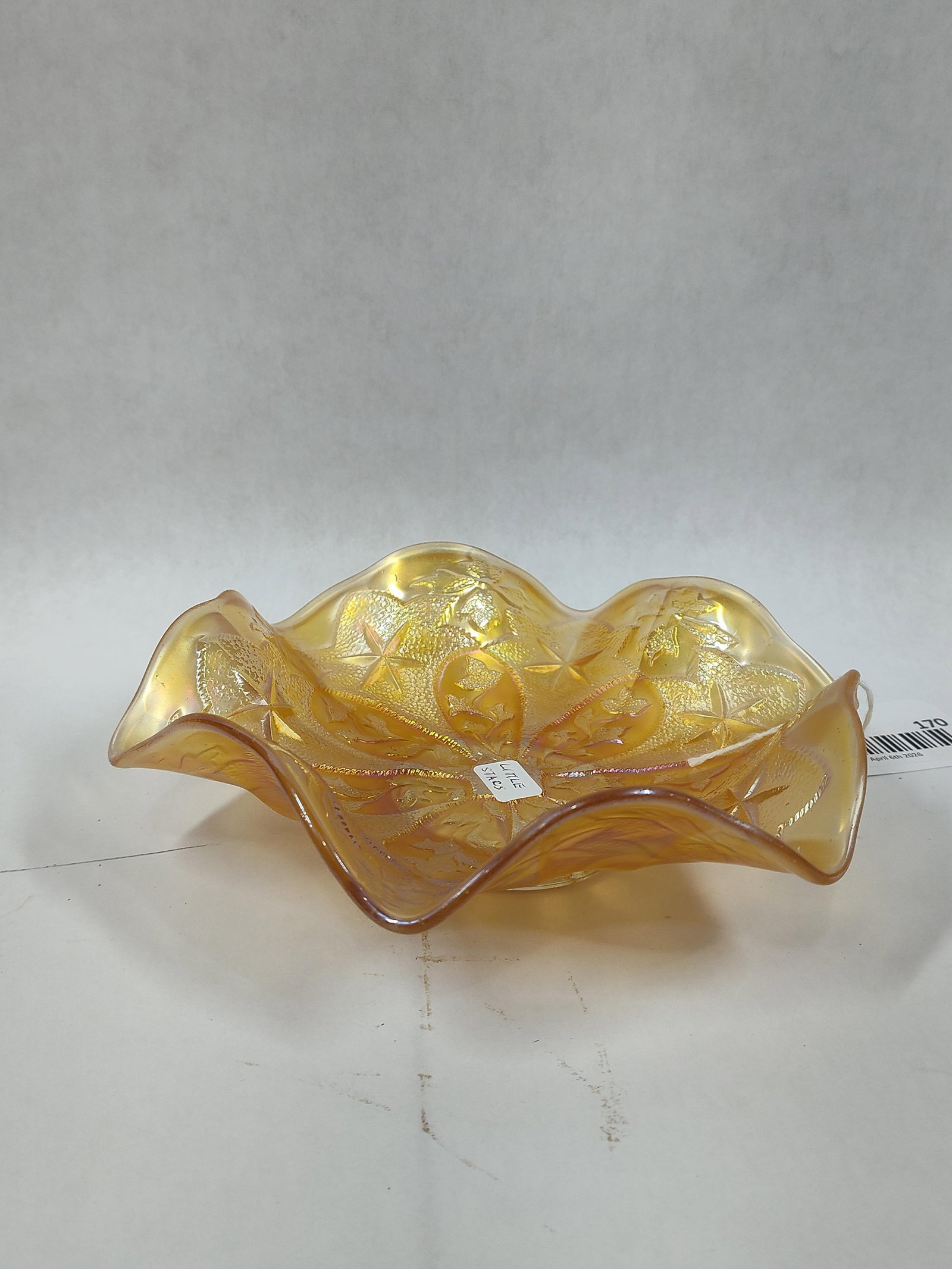 Little Stars Millersburg Glass Dish: Early hard to find design. No chips or cracks. 7.5x2