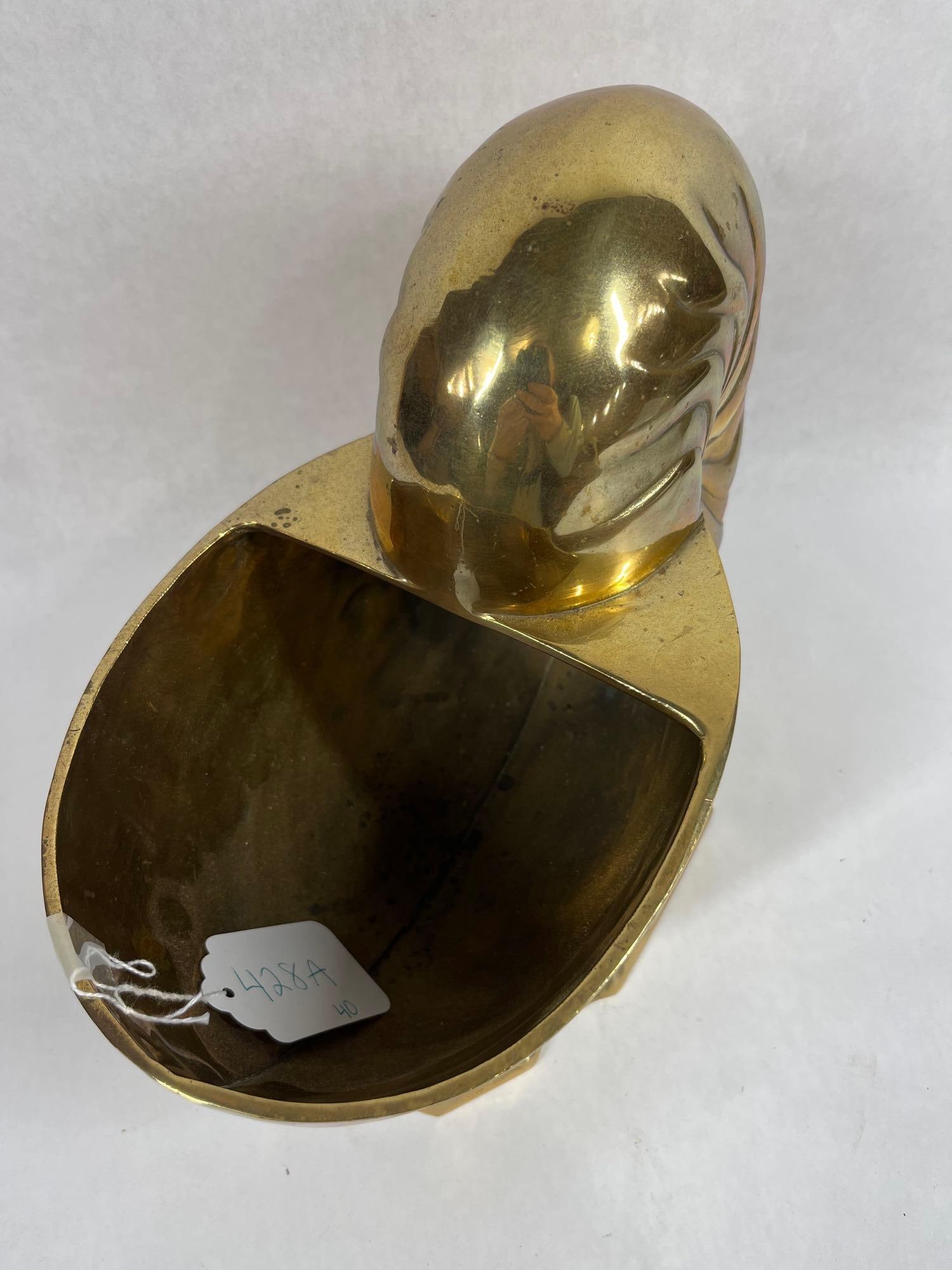 1980s Solid Brass Nautilus Shell Planter - 5