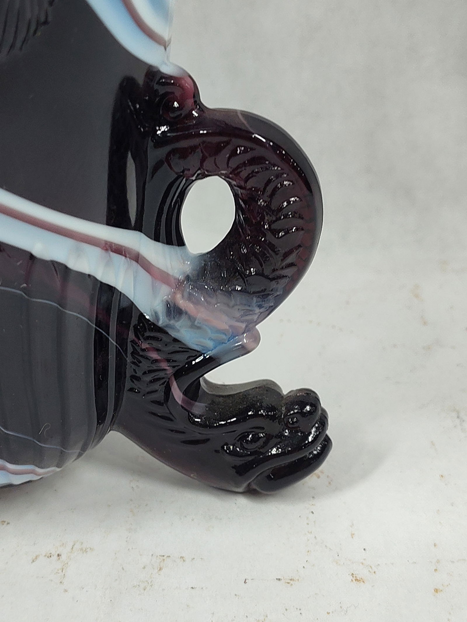 Marble Glass Seashell Footed Vase - 3