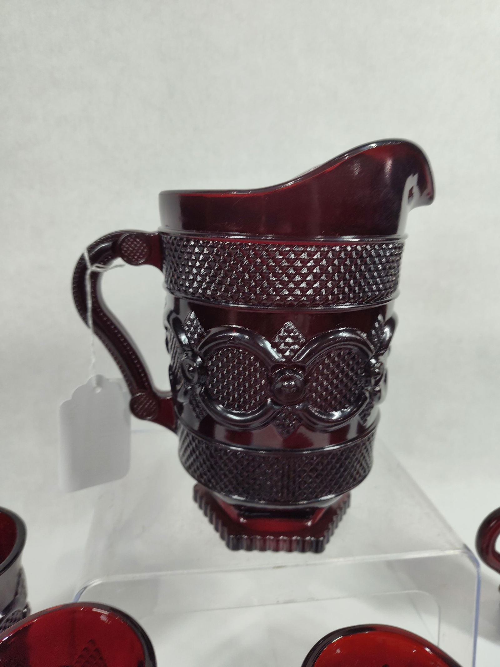 Cape Cod Ruby Glass Pitcher And Mugs - 2