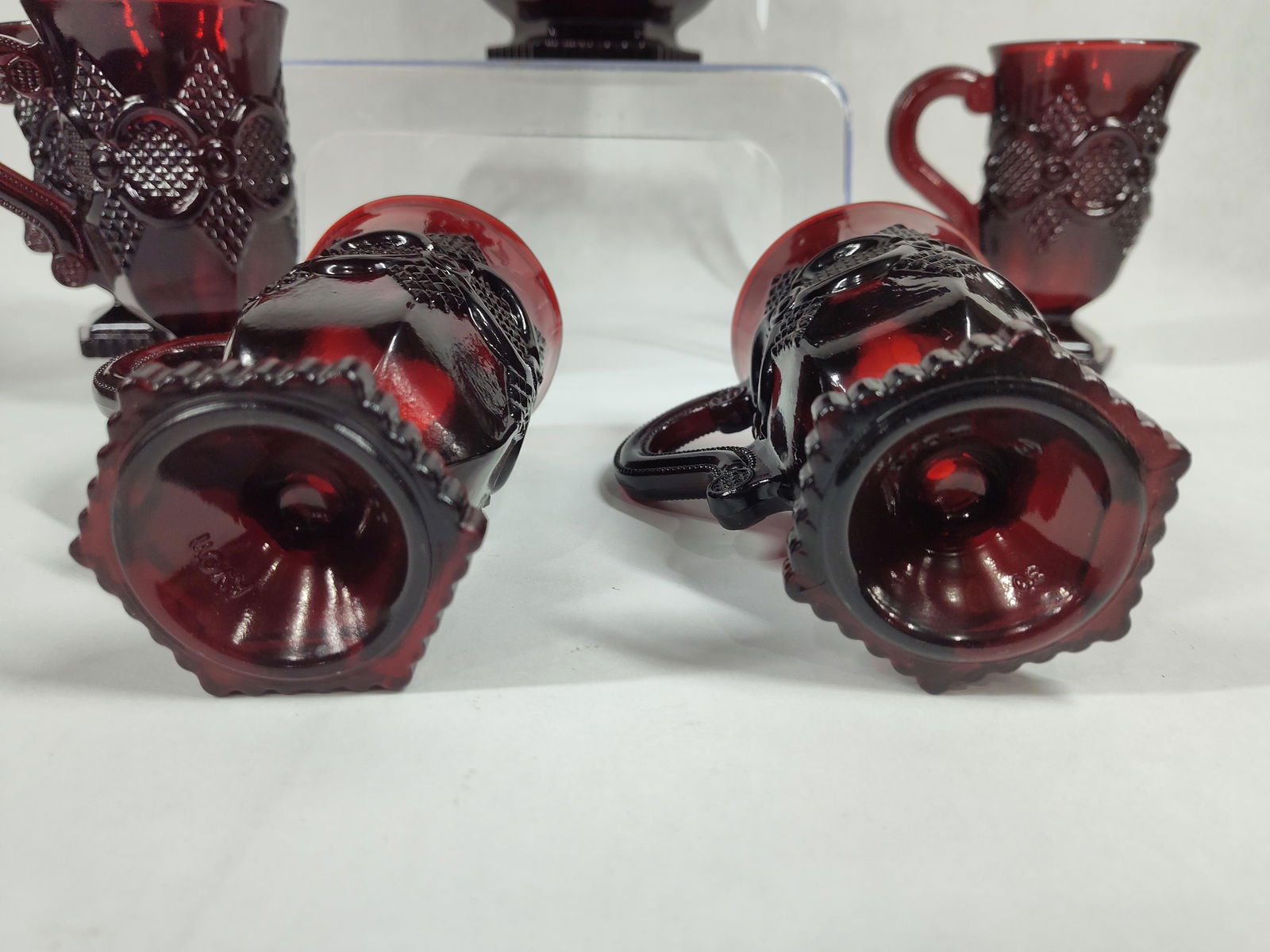 Cape Cod Ruby Glass Pitcher And Mugs - 7