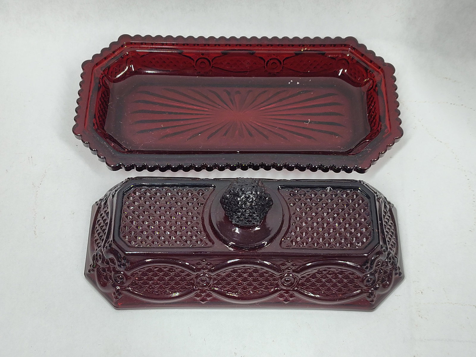 Cape Cod Ruby Red Butter Dish, Goblets, and Dishes - 8