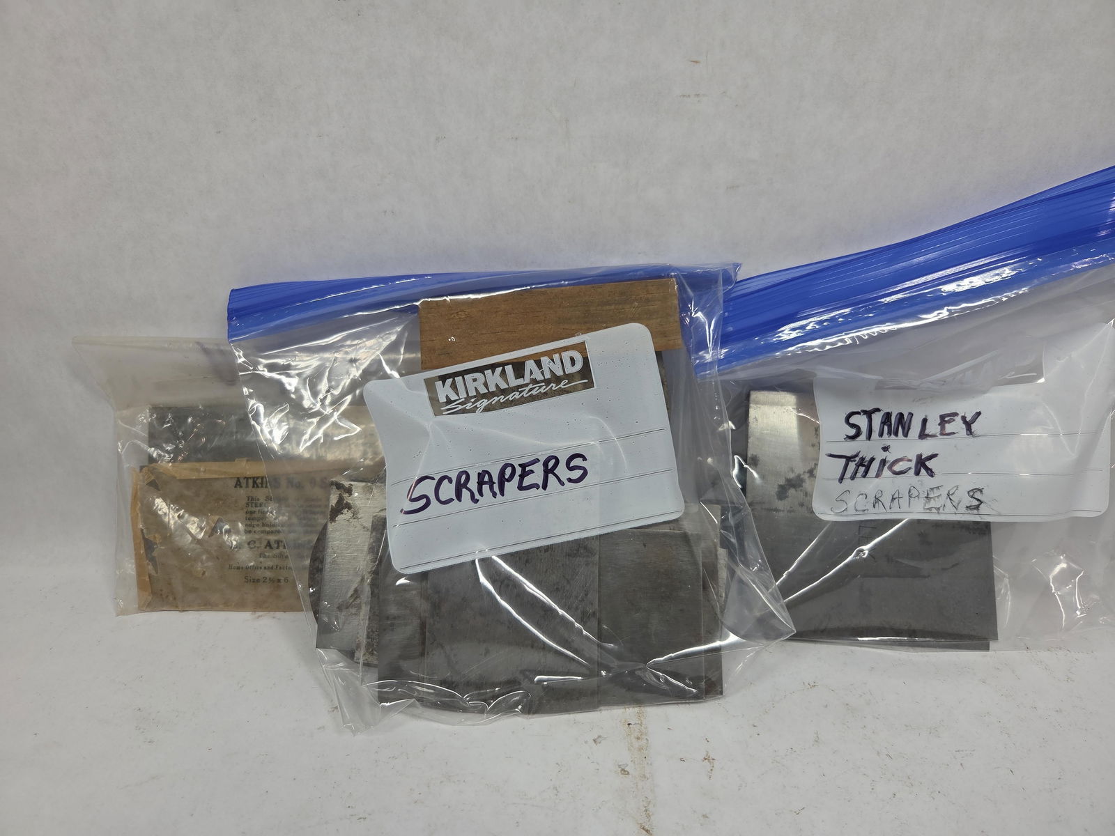 Misc Replacement Scraper Blades: Atkins #0 with original paper, Stanley, and other various makers