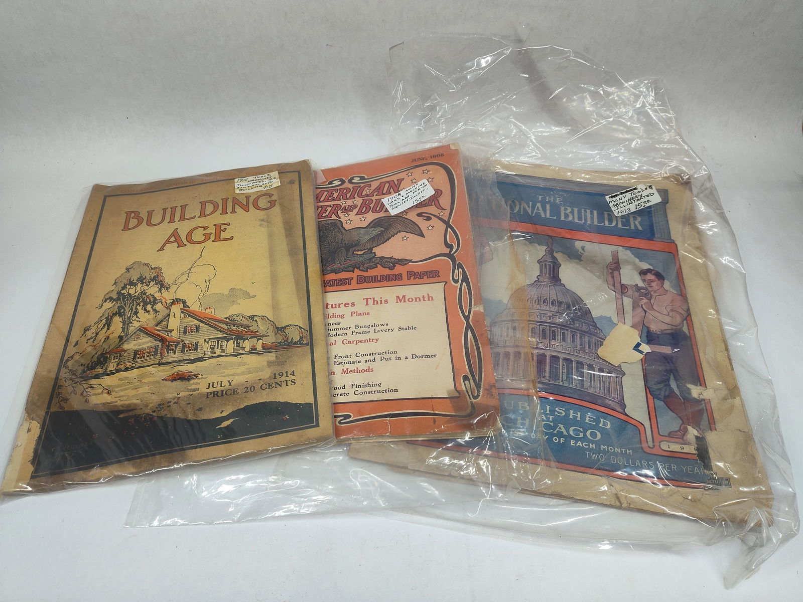 1908 Hand Tool & Machinery Magazines: Both are in excellent condition but may show a torn corner or brittle page.