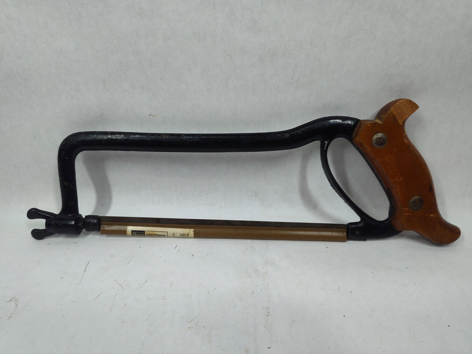 Pair of Wood Handled Hacksaws: One is Craftsman New old stock. 10 and 12 inch blades