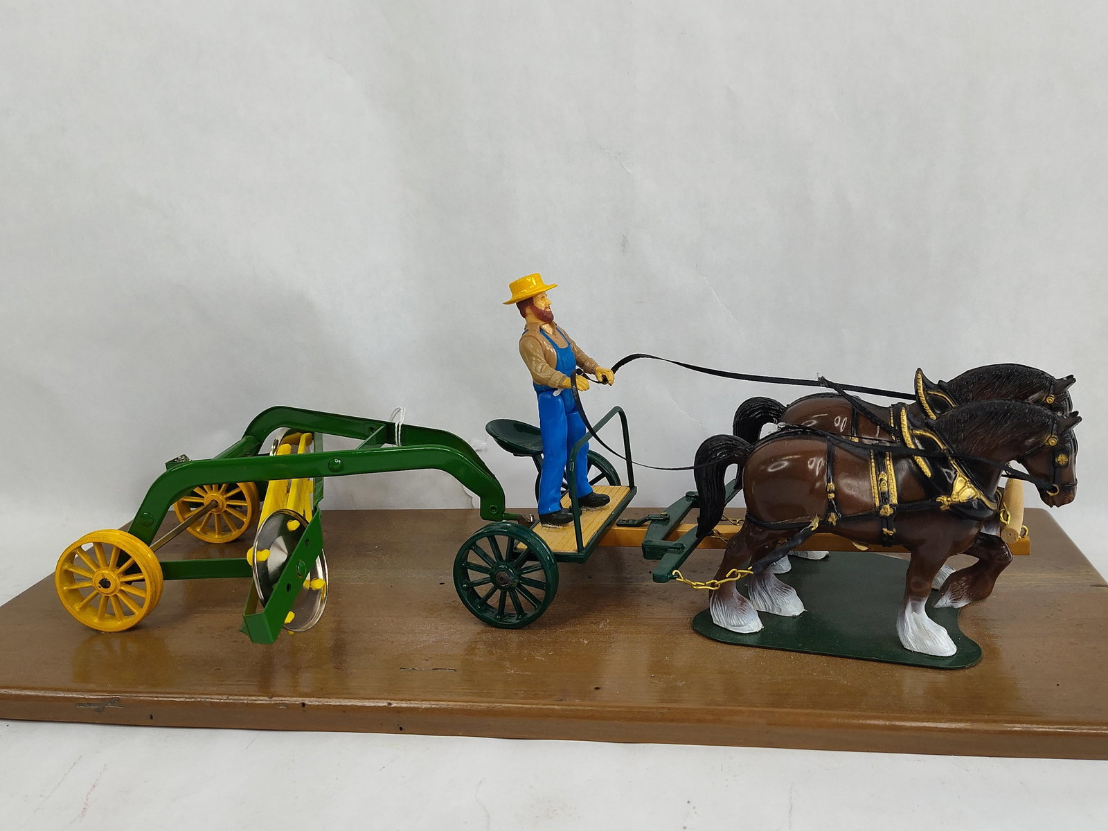 Horse Drawn Sulky Rake w/ Team and Driver Foxfire Farms Mounted Farm Toy Display (1 of 7)