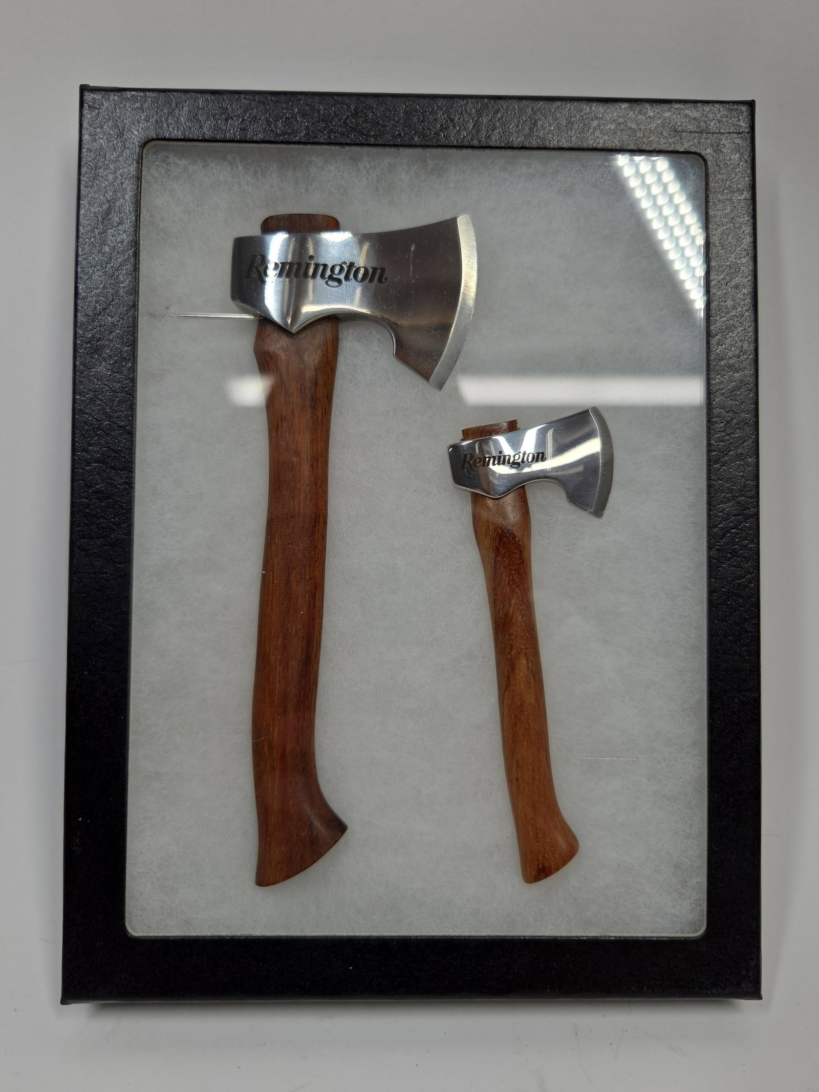 Remington Miniature Hatchet / Axe Lot of 2: Like new condition as seen in photos measuring 4.5 and 6 in. overall length