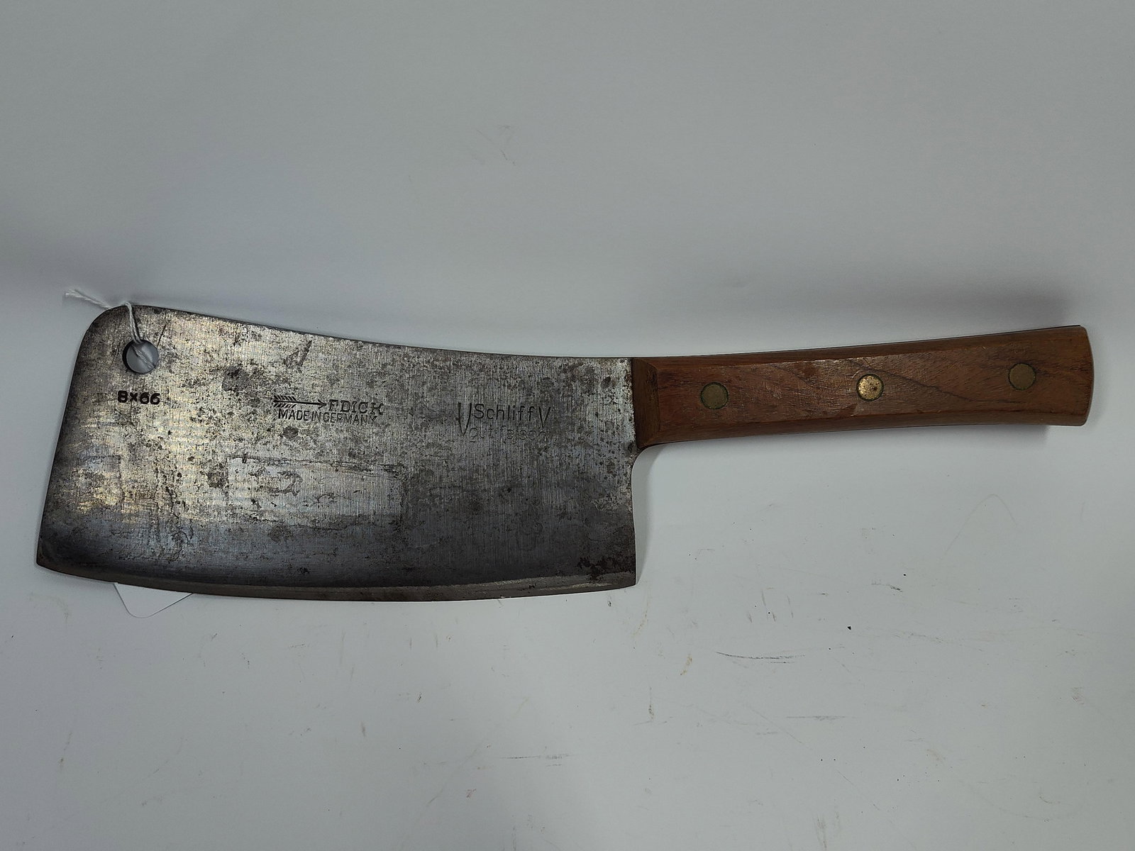 German Schliff No 84 Meat Cleaver: F. Dick 8x66. With a 9 inch blade.