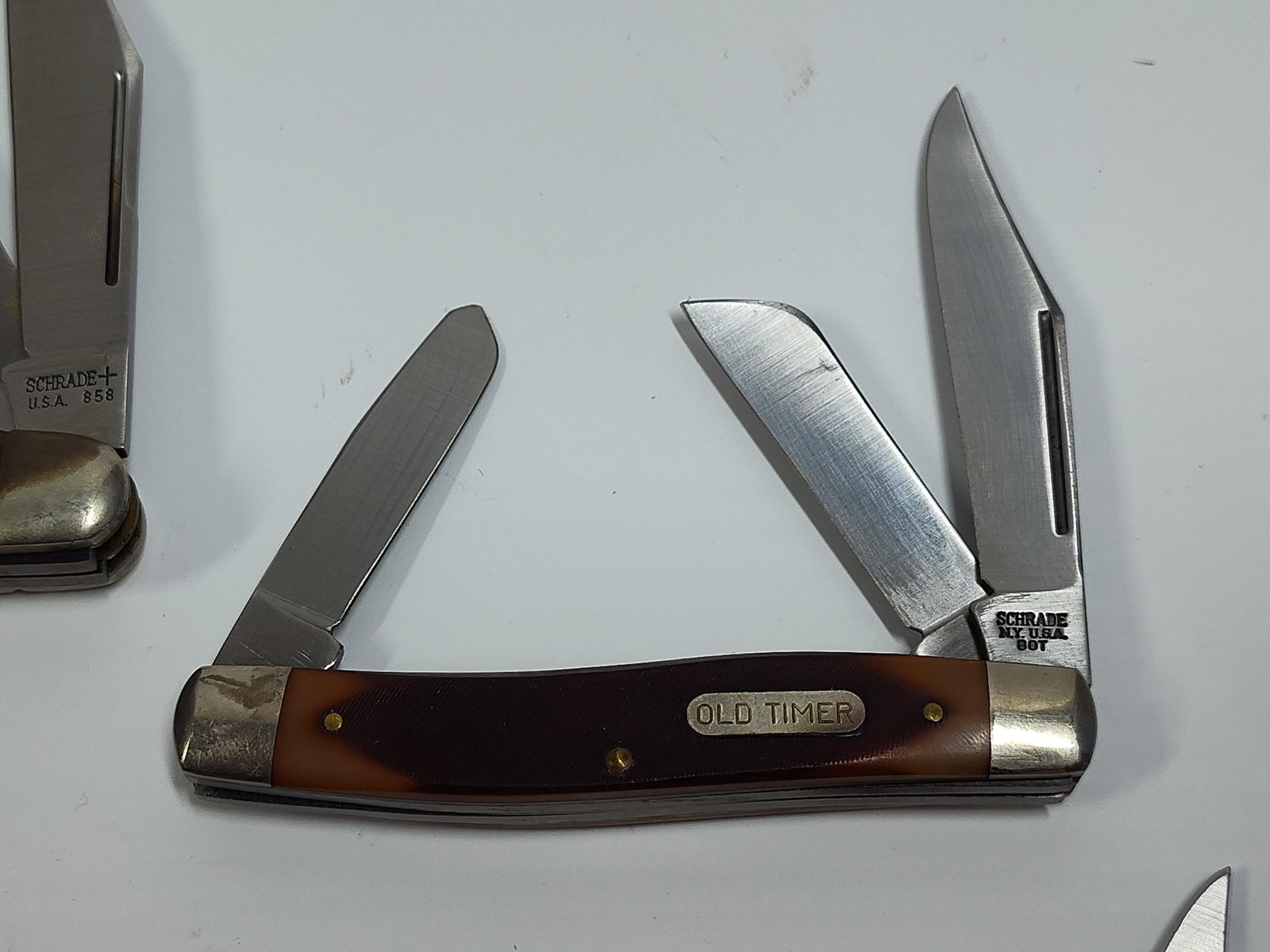 4 Schrade Old Timer Pocket Knives - 3