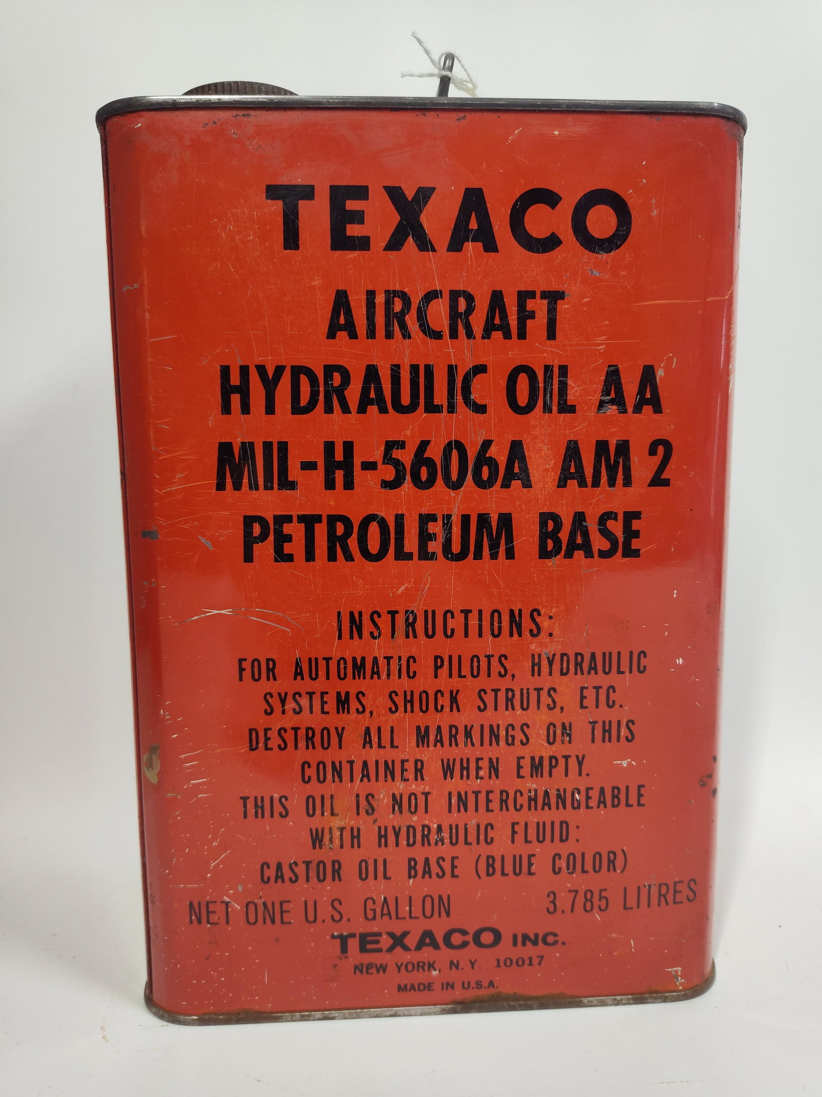 VTG Texaco Aircraft Hydraulic Oil AA MIL-H-5606A AM 2 Petroleum Base 1 Gal. Can (1 of 4)