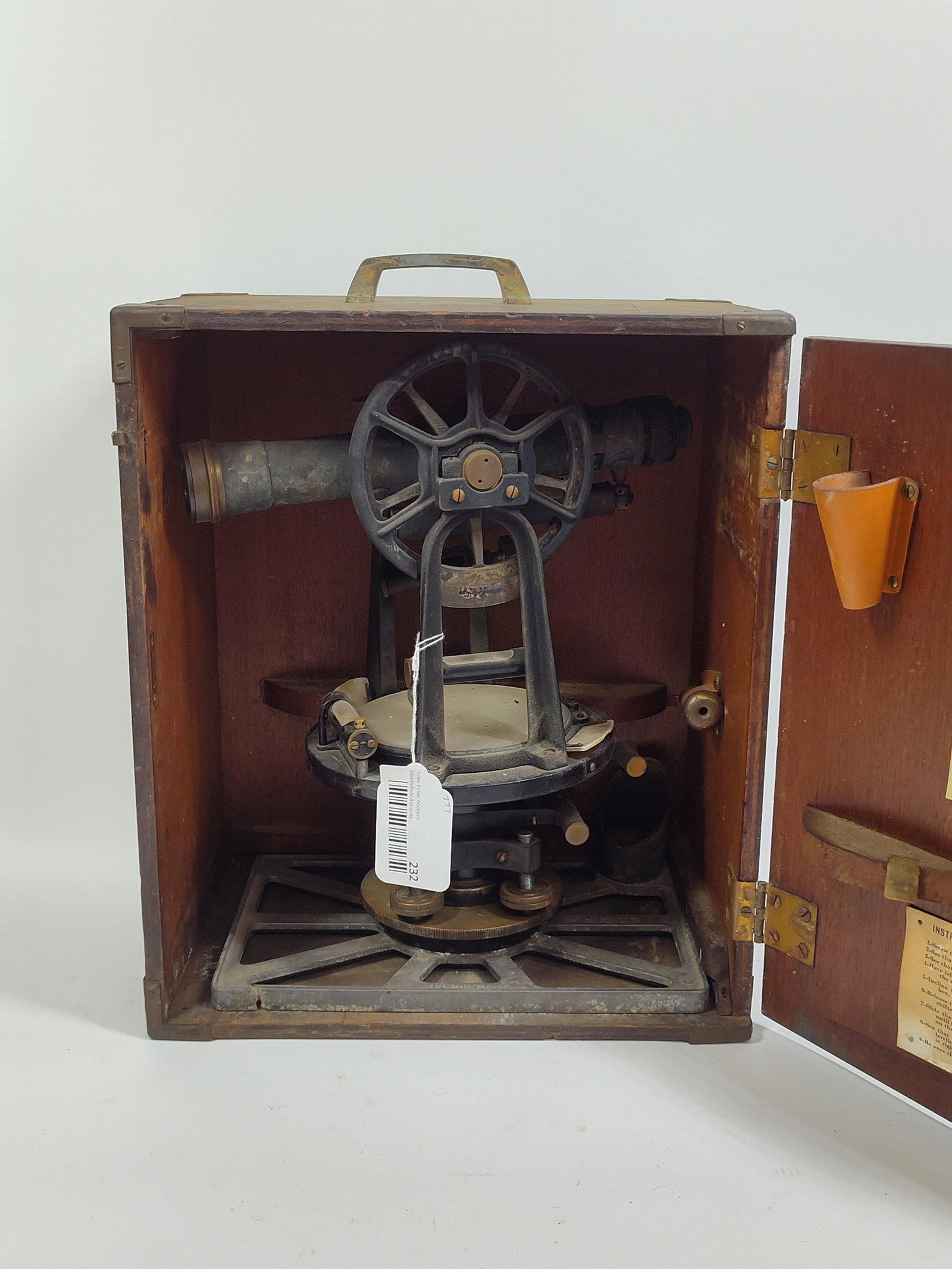 Keuffel & Esser Co Transit: No 5060F, 3.5x8 Threads. In original wooden box. With brass hardware.