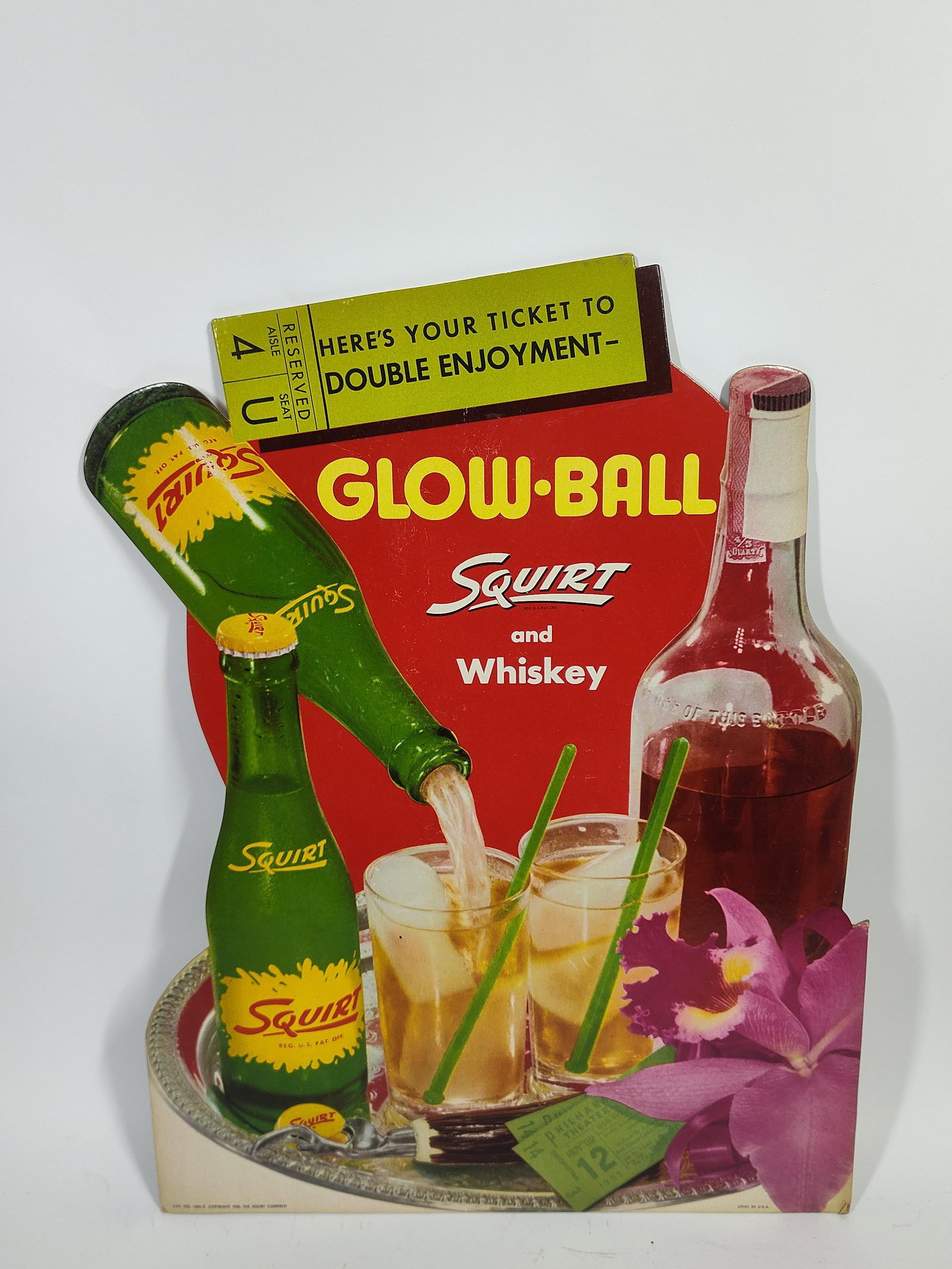 Squirt & Glow Ball Whiskey Easel Back Cardboard Ad (1 of 4)