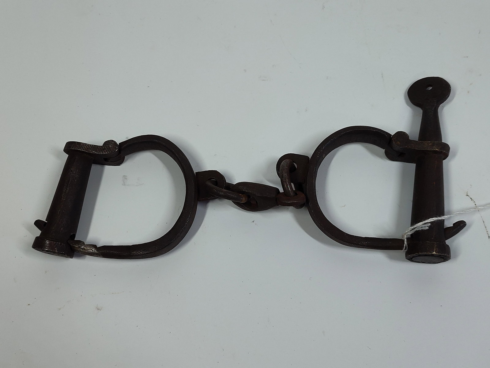 Forged Iron Darby Shackles w/ Key: good overall condition with rust only showing
