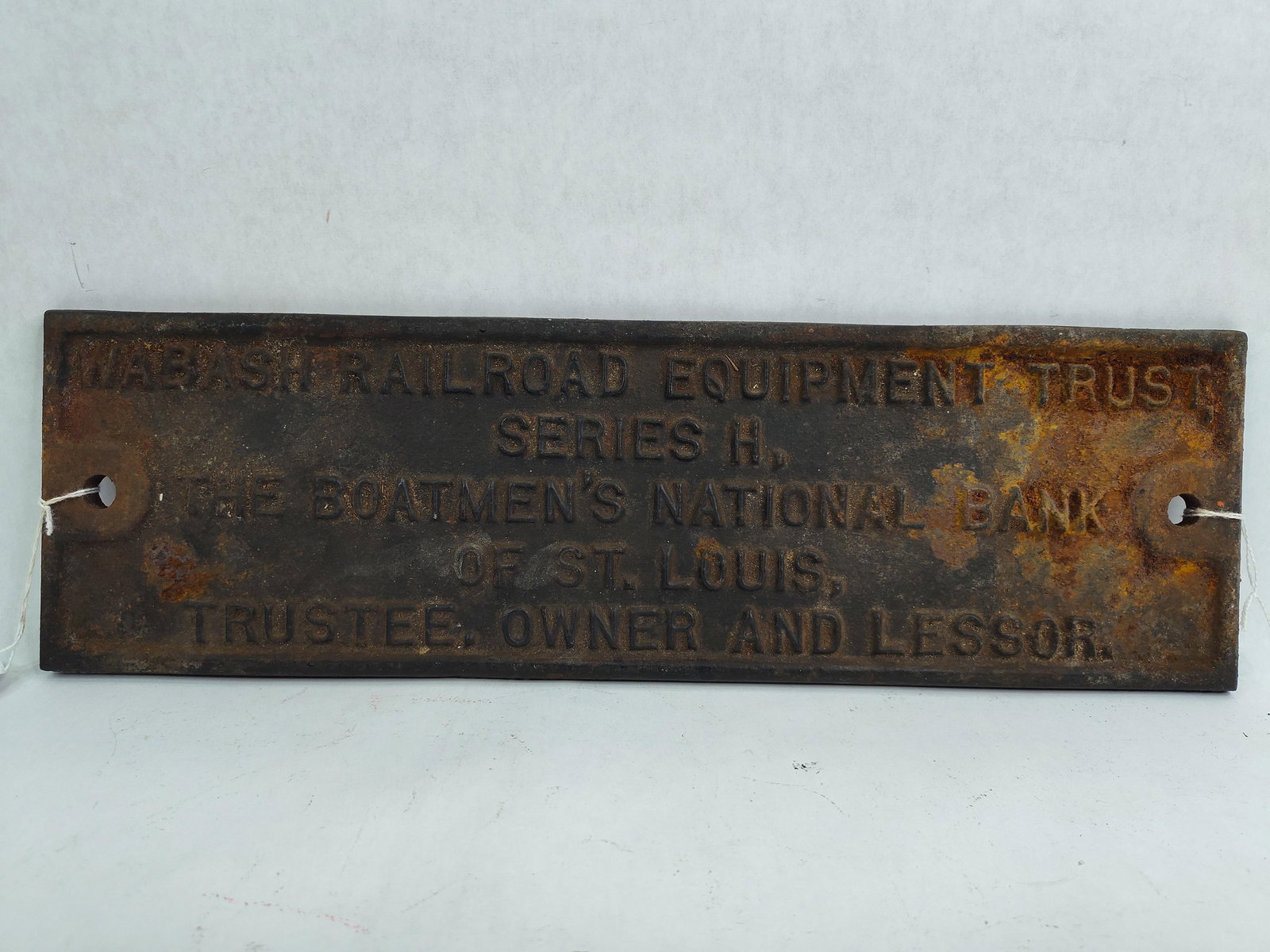Cast Iron Embossed Wabash Railroad Equipment Trust Boatmans Nat Bank Plaque (1 of 5)