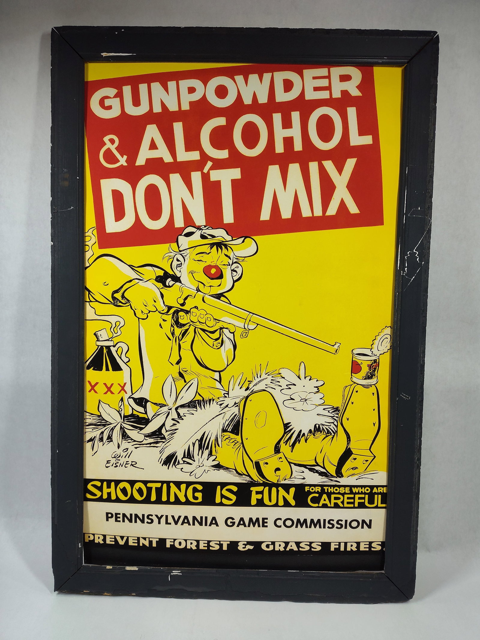 Penn Game Commission Framed Public Service Warning Against Combining Firearms and Alcohol: Great early poster?? 18 x 28